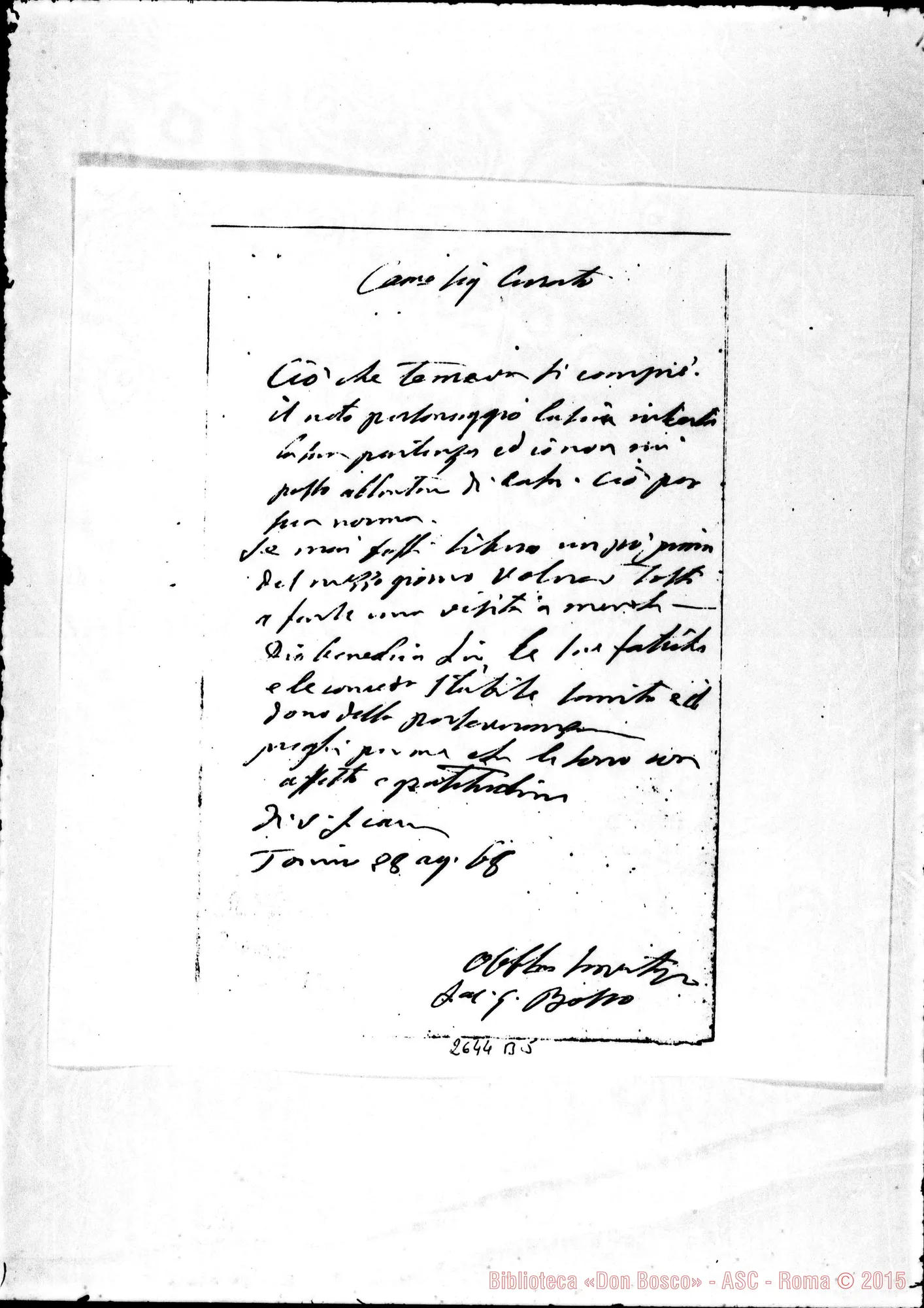 Fotogramma B 5 — Abbondioli Pietro, curato di Sassi. Torino, 28-08-1868