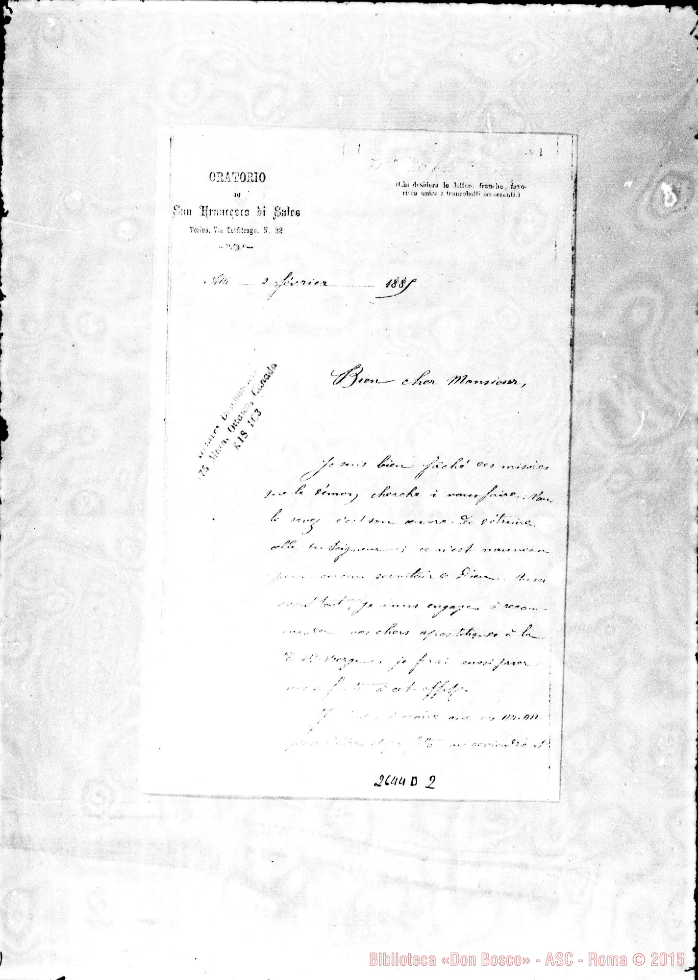 Fotogramma D 2 — Monsieur. Torino, 2-02-1885