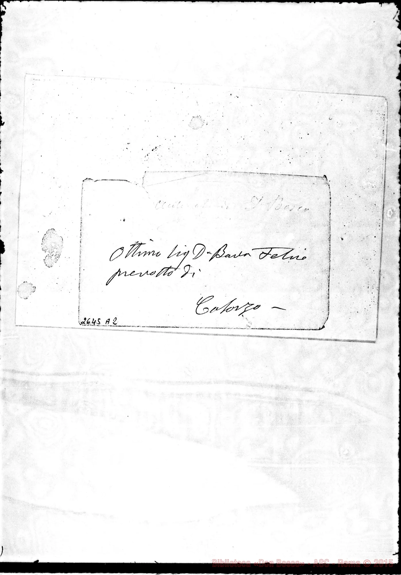 Fotogramma A 2 — Bava Felice, prevosto. Borgo S. Martino, 14-12-1880
