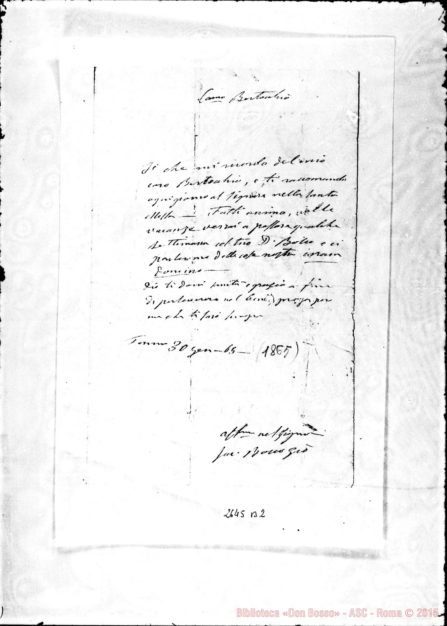 Fotogramma B 2 — Bertocchio Bartolomeo, ch.. Torino, 30-01-1865