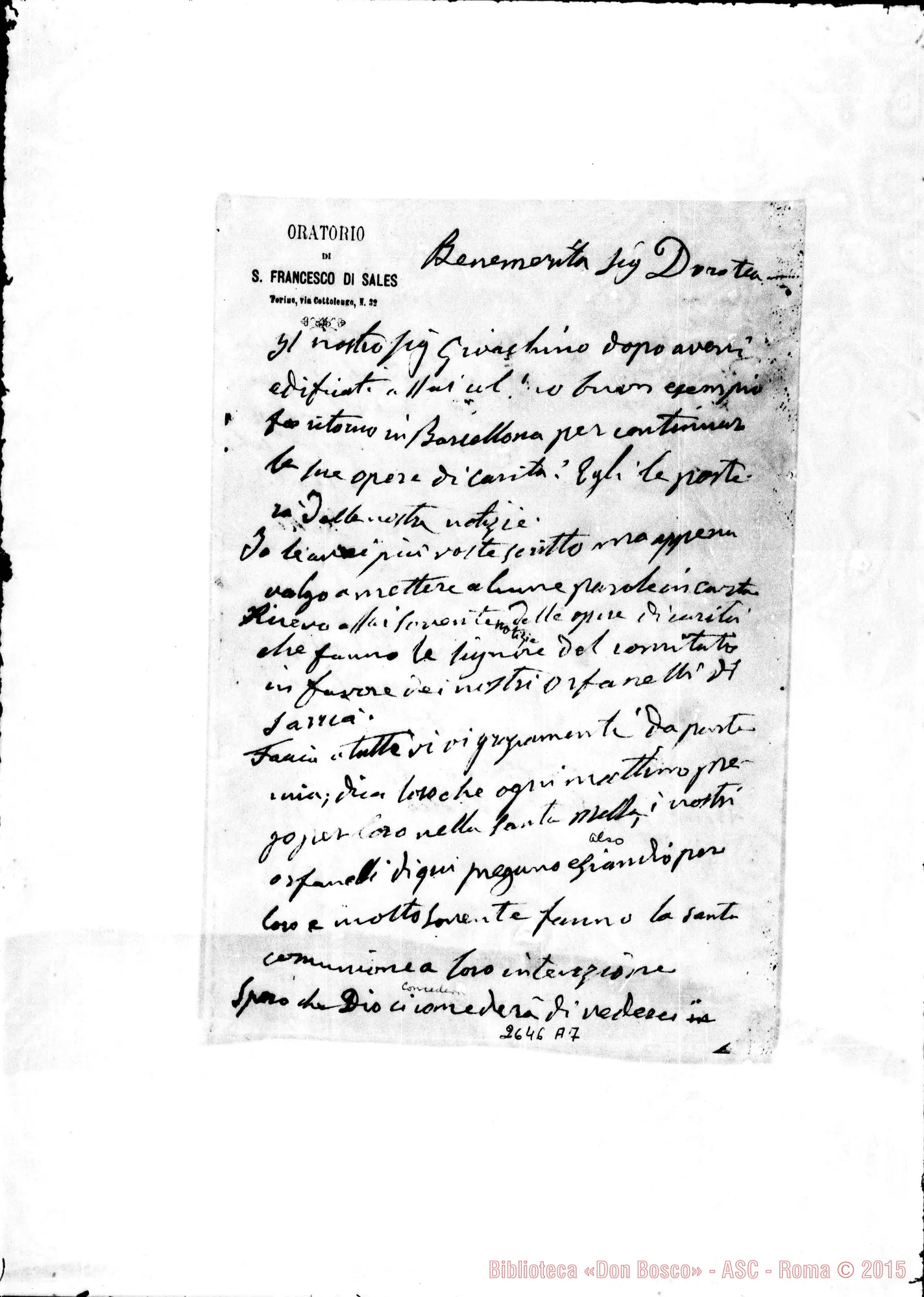 Fotogramma A 7 — Chopitea doña Dorotea de, ved. Serra. Torino, 13-07-1886