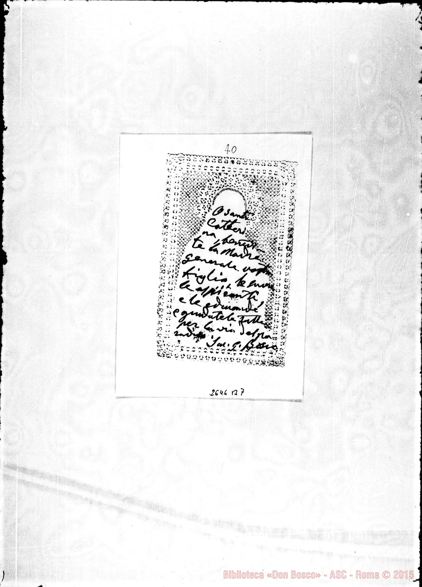 Fotogramma B 7 — Daghero Caterina, Superiora Gen. FMA. s.d. Autogr. su immaginetta
