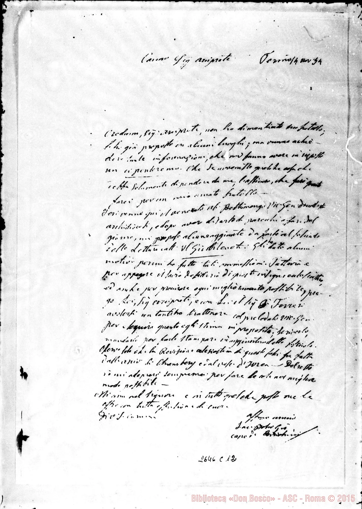 Fotogramma C 12 — De Gaudenzi Pietro Giuseppe, arciprete E vesc.. Torino, 14-11-1854