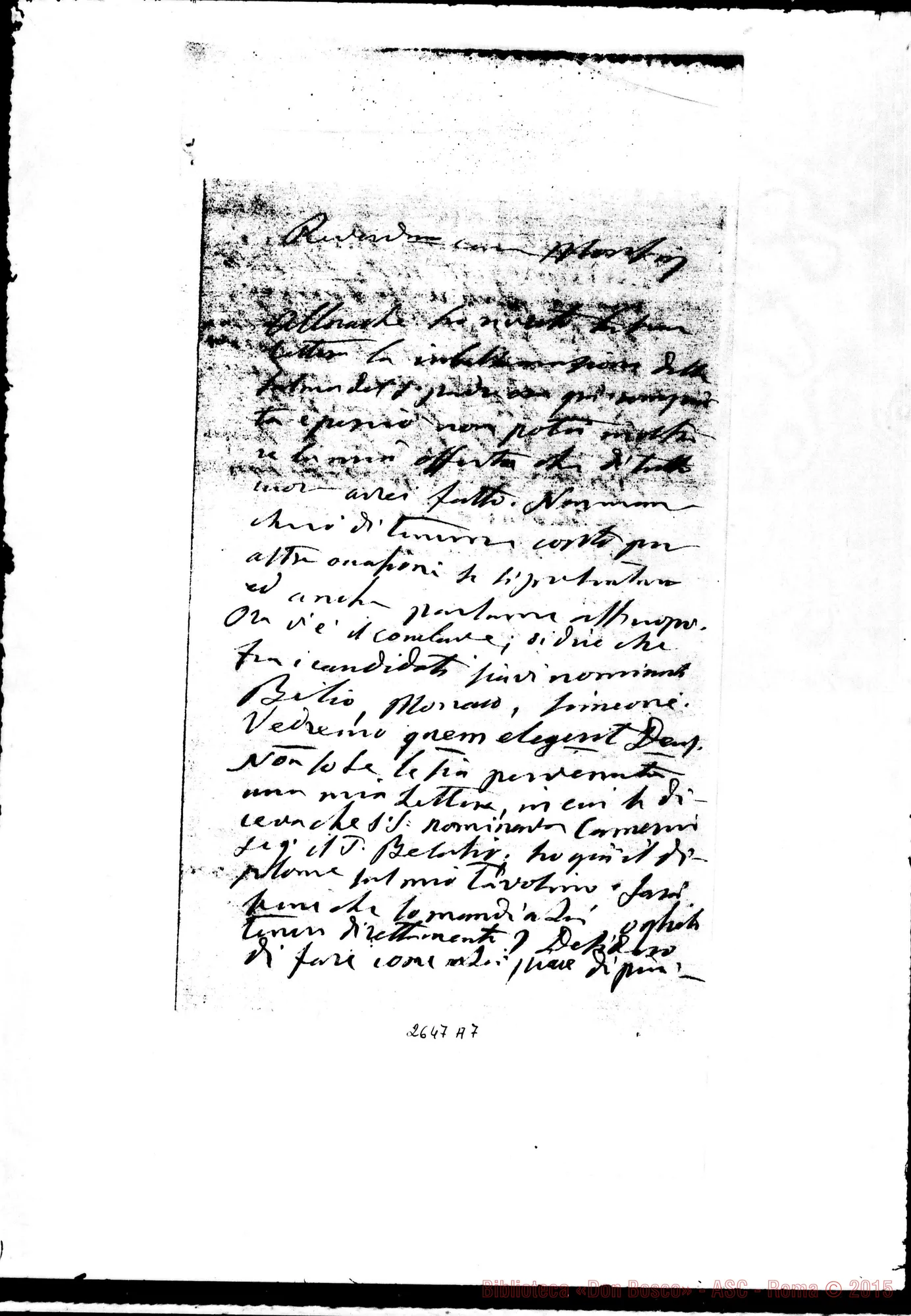 Fotogramma A 7 — De Gaudenzi Pietro Giuseppe, arciprete E vwesc.. Roma, 19-02-1878