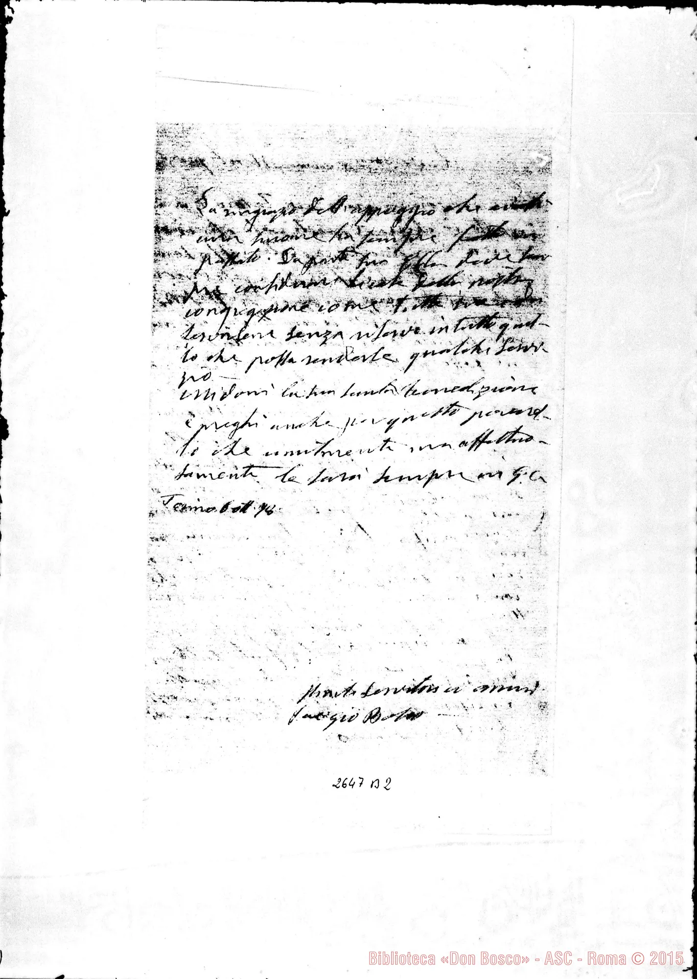 Fotogramma B 2 — De Gaudenzi Pietro Giuseppe, arciprete E vesc.. Torino, 6-10-1878