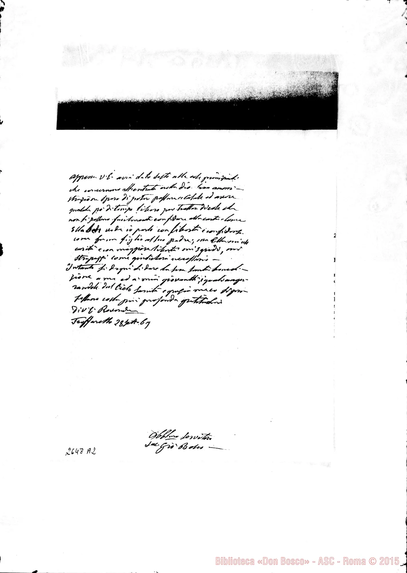 Fotogramma A 2 — Ferrè Pietro Maria, vesc. di Casale. Trofarello, 28-09-1867