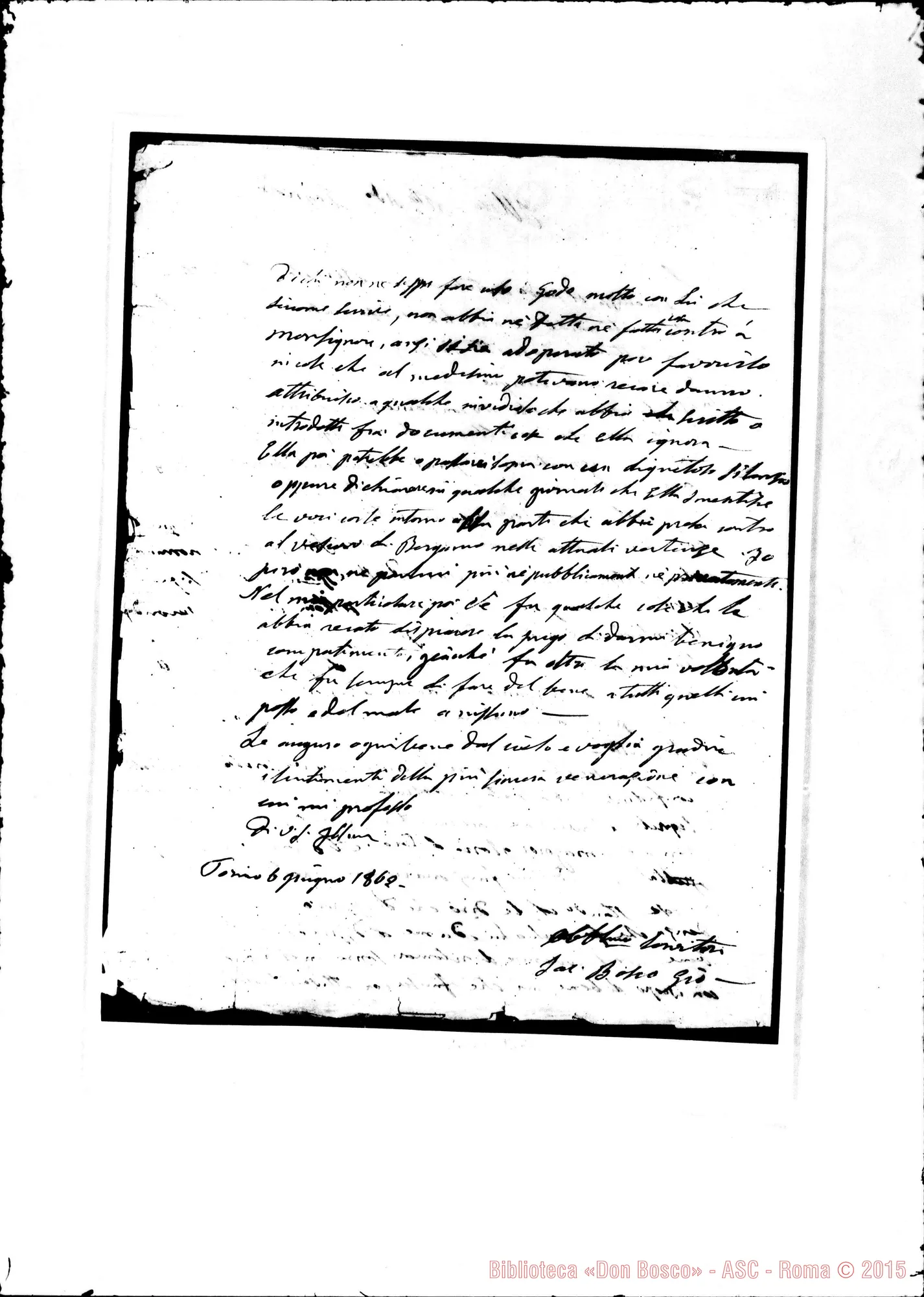 Fotogramma B 2 — Finazzi Giovanni, can.. Torino, 6-06-1862