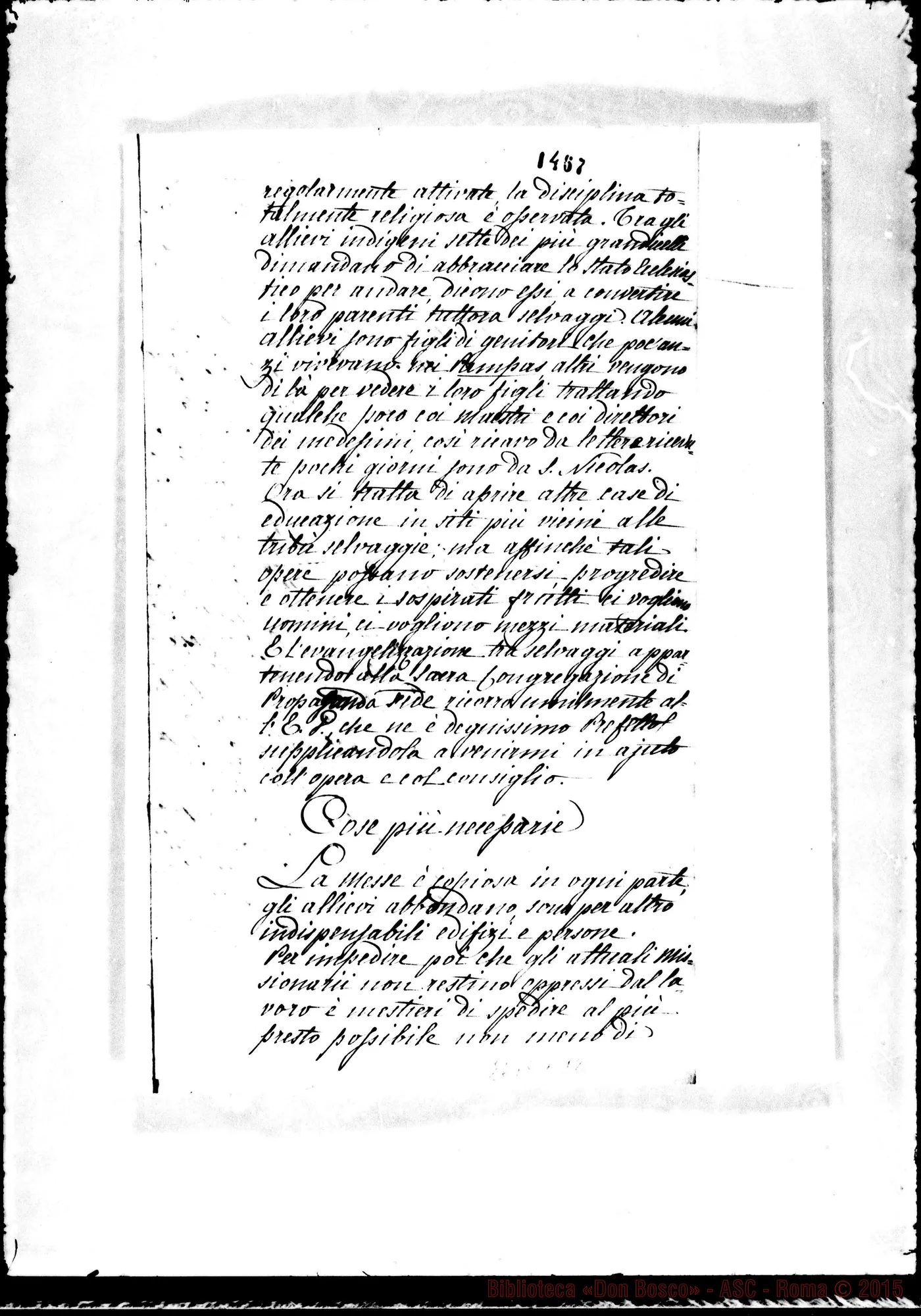 Fotogramma C 12 — Franchi Alessandro, card., Pref. di Pr.Fide. Promemoria di un progetto sulla Patagonia. Roma, 10-05-1876