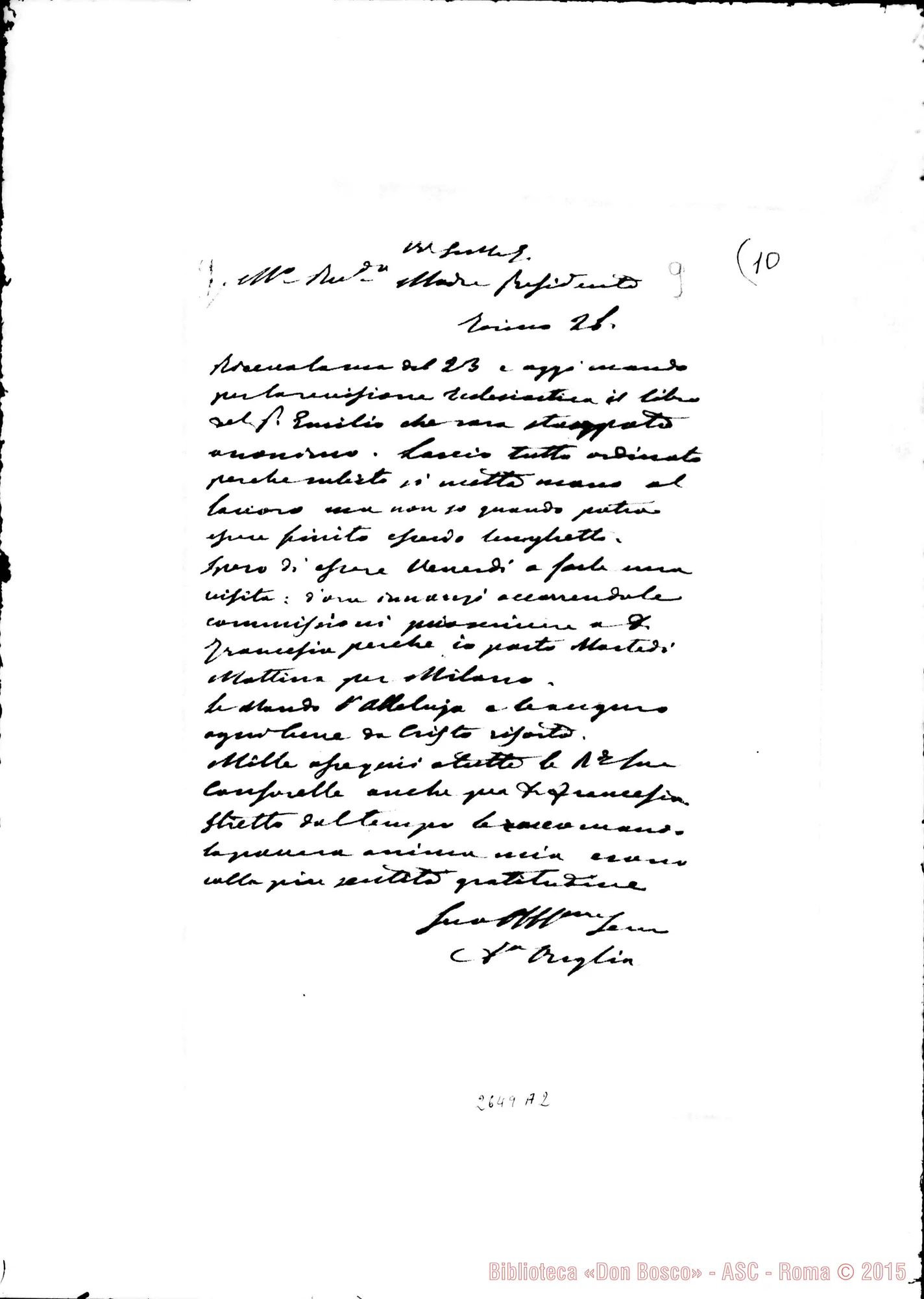 Fotogramma A 2 — Altra lettera del Cav. Oreglia