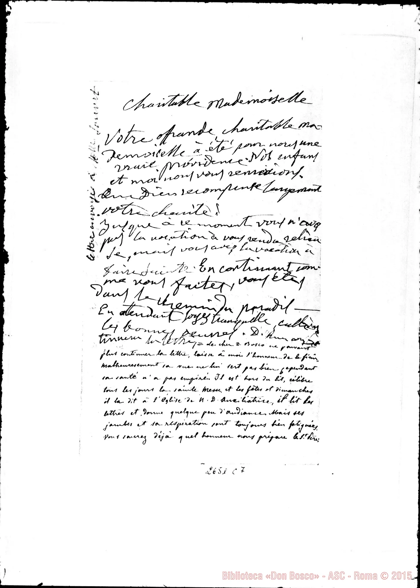 Fotogramma C 7 — Louvet Clara, signora. Torino, 6-11-1884. Scritta da D. Bosco E D. Rua
