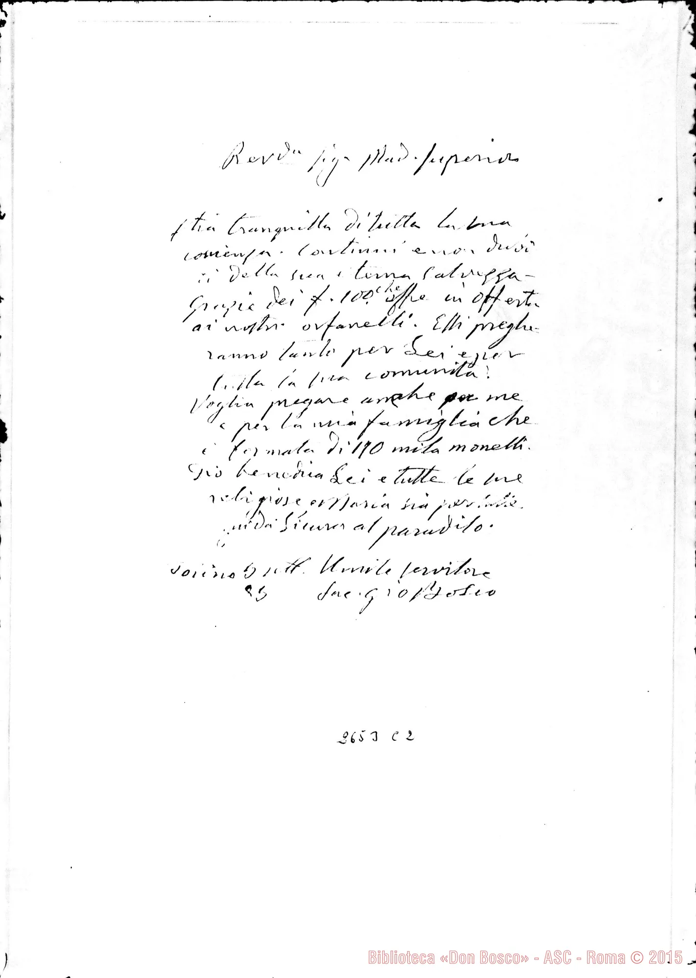 Fotogramma C 2 — Pia Maria, Superiora delle Suore Adoratrici Perpetue (Insbruck). Torino, 5-09-1885