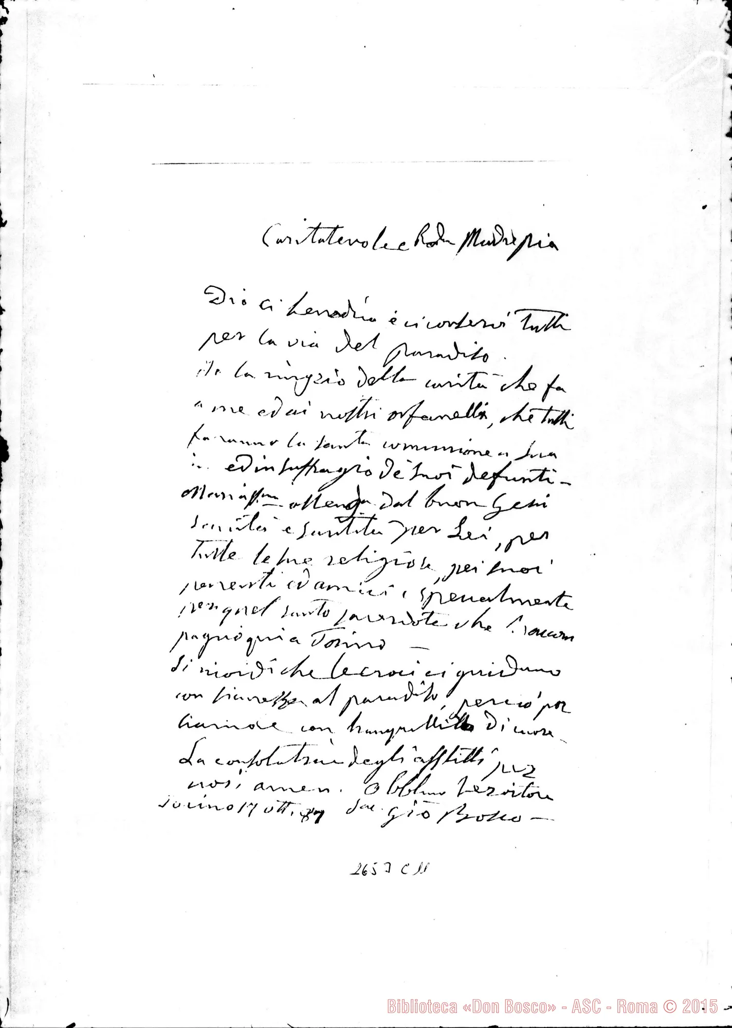 Fotogramma C 11 — Pia Maria, Superiora delle Suore Adoratrici Perpetue (Insbruck), Torino, 17-10-1877