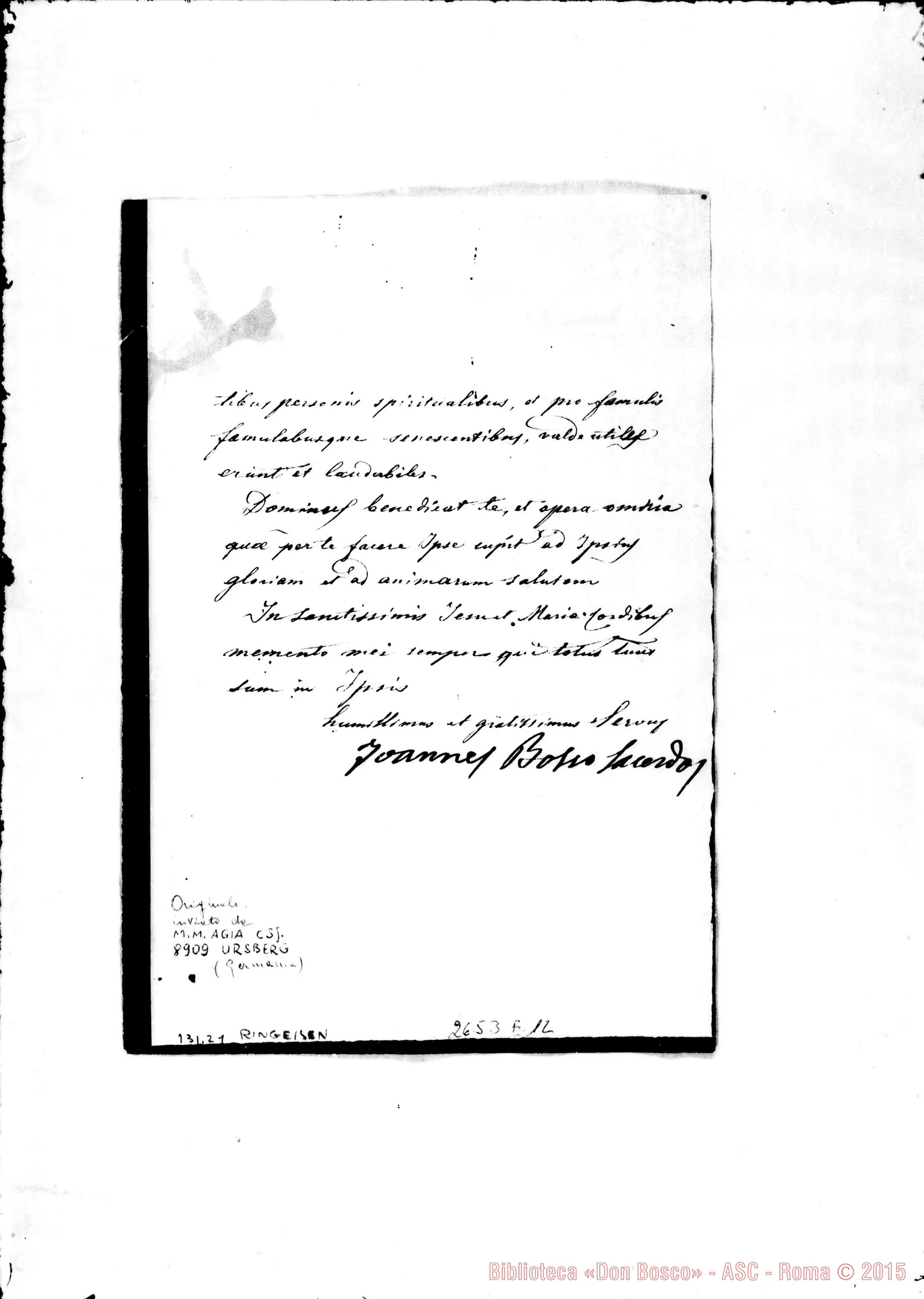 Fotogramma E 12 — Ringeisen Domenico, sac.. Torino, 25-06-1887