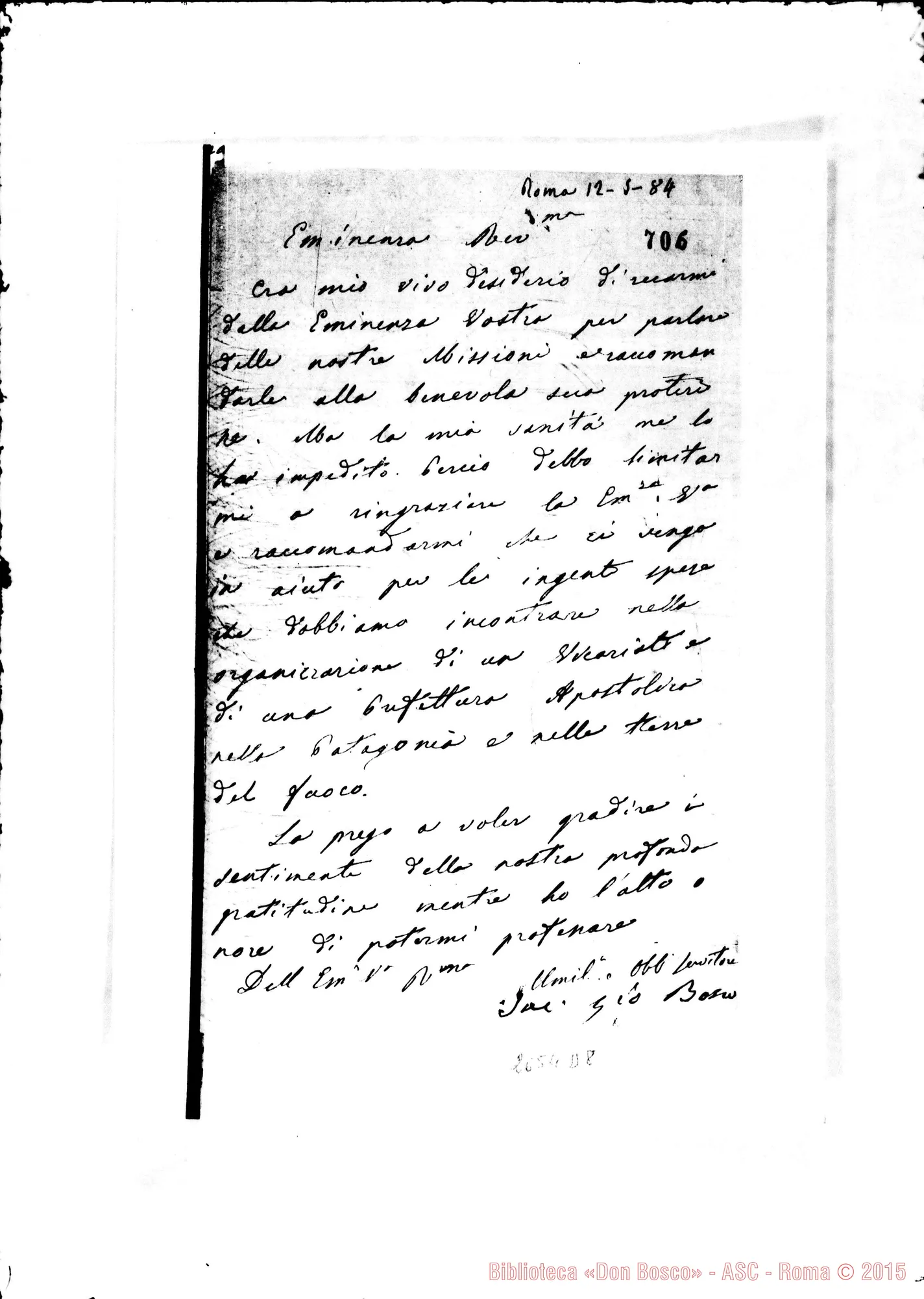 Fotogramma D 8 — Simeoni Giovanni, card., Pref. di Pr.Fide. Roma, 12-05-1884
