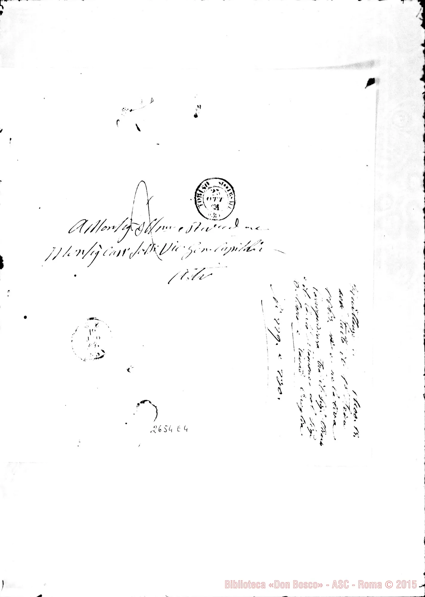 Fotogramma E 4 — Sossi Antonio, can., Vic.Gen. di Asti. Torino, 25-10-1861