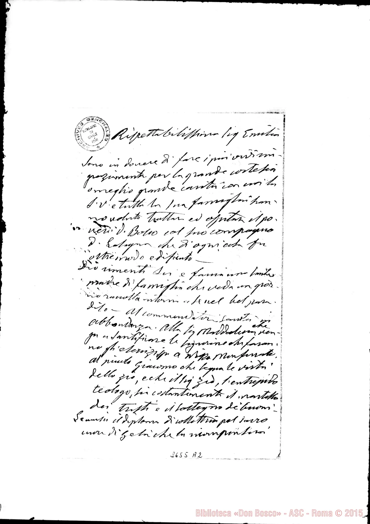 Fotogramma A 2 — Suore di N.S. del Ritiro al Cenacolo. Torino, 29-07-1881