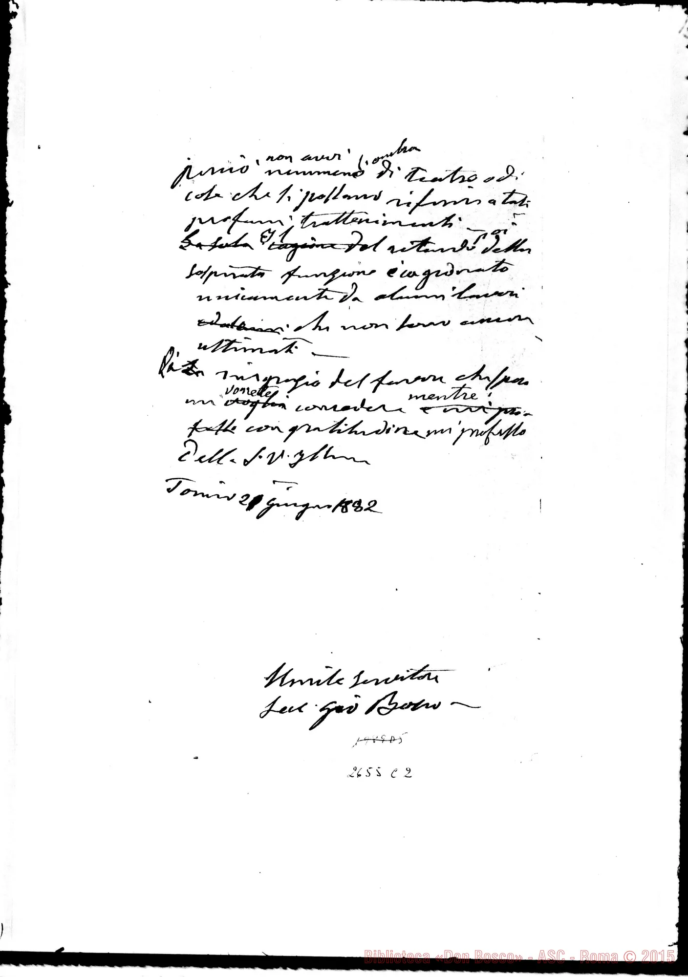 Fotogramma C 2 — Unità Cattolica, Direttore dell’. Torino, 21-06-1882
