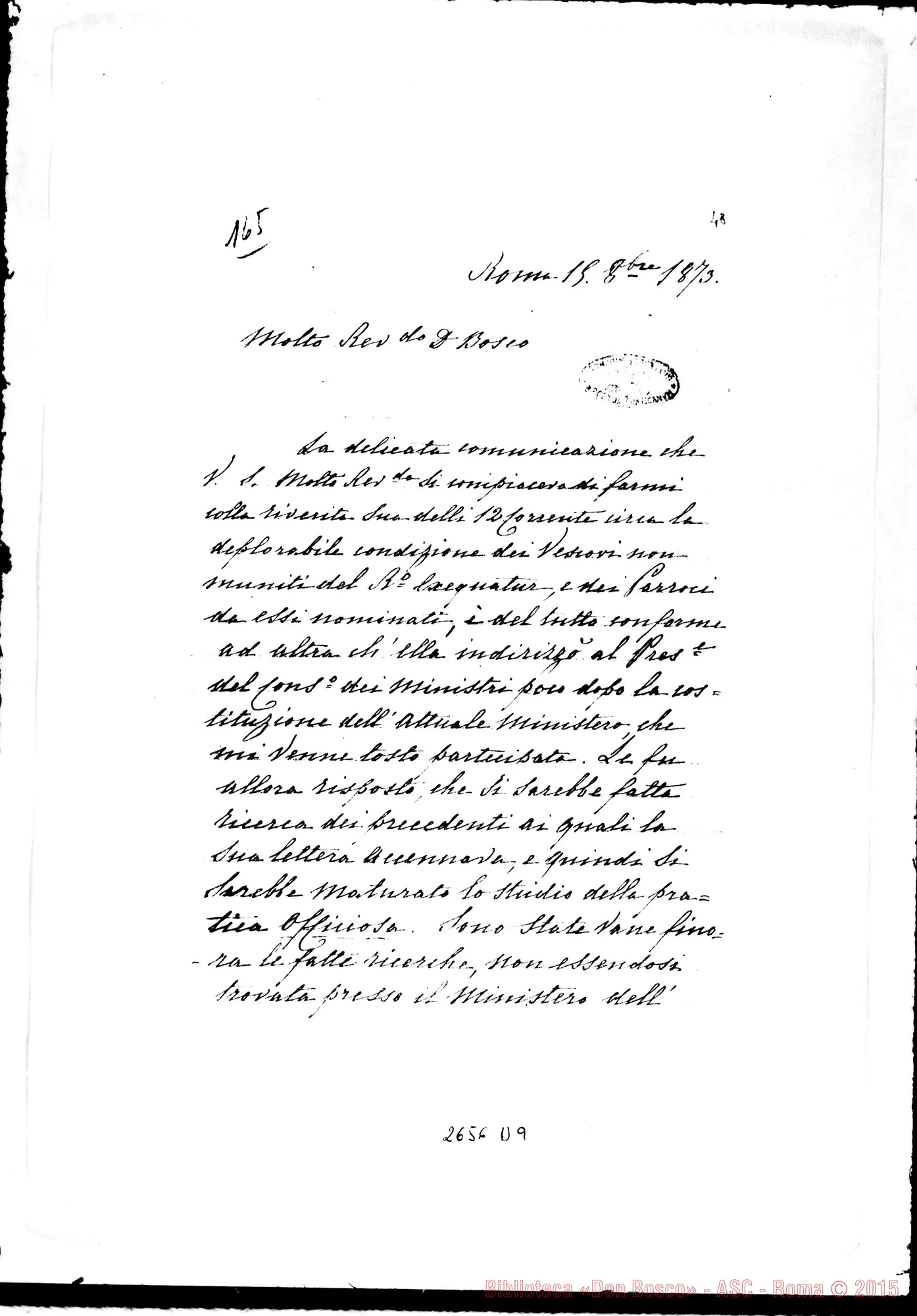 Fotogramma D 9 — Lettera al Ministro Viglìani