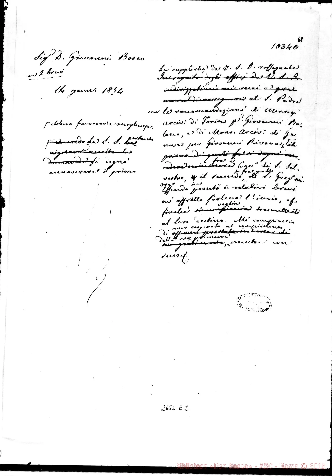 Fotogramma E 2 — Per decorazioni: D. Bosco - Card. Antonelli, T8-01-1874. Per Balocco Giovanni