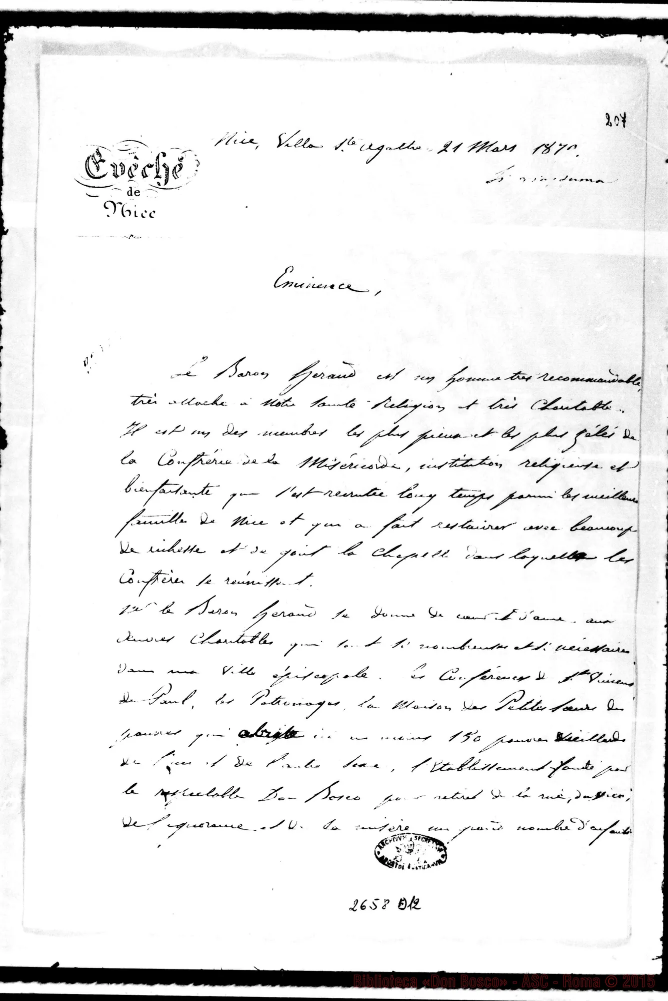 Fotogramma D 12 — Vesc. di Nice - Card. Nina, sii Barone Amato Heraud, il 21-03-1879