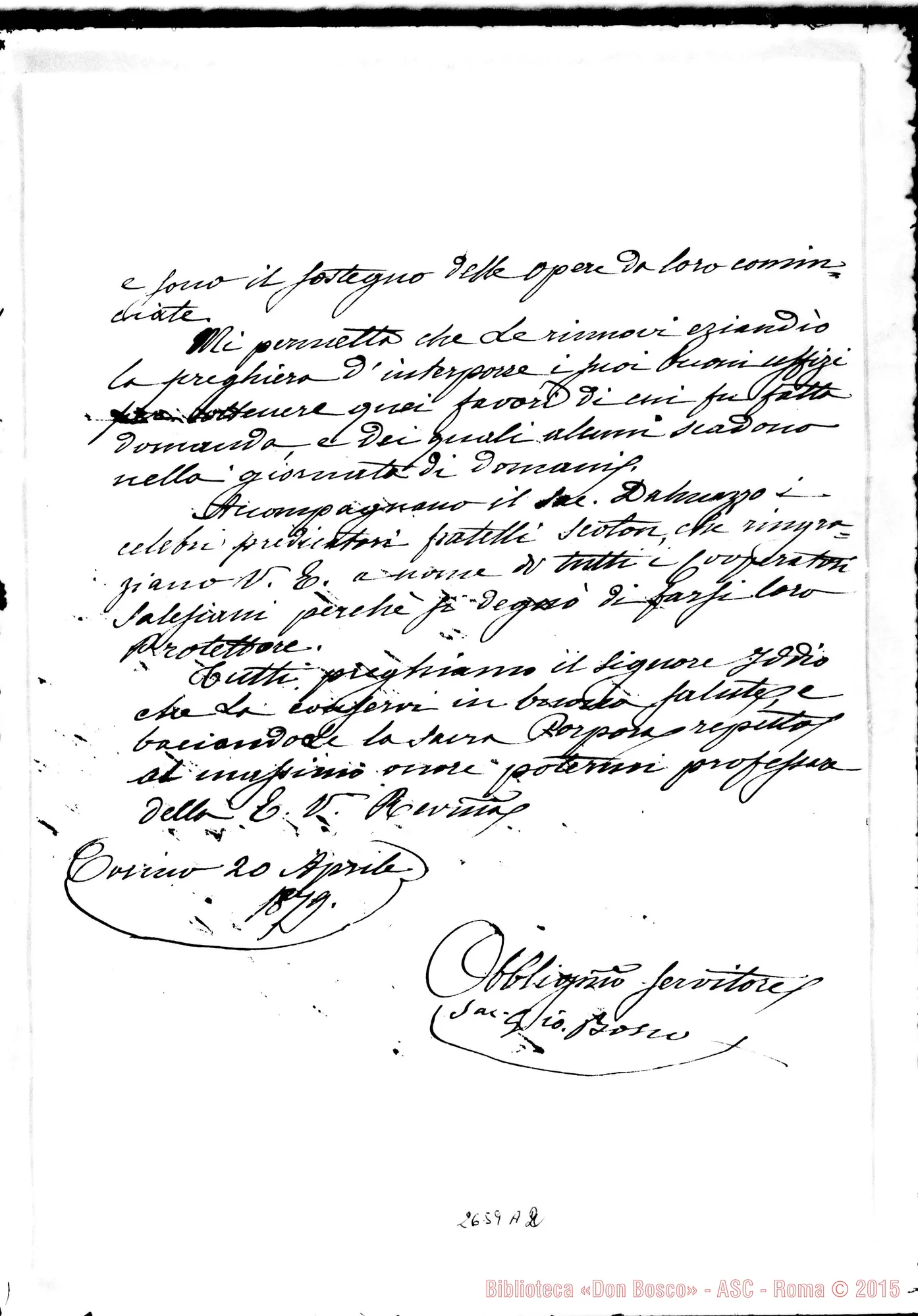 Fotogramma A 2 — D. Bosco - Eminenza. Torino, 20-04-1879