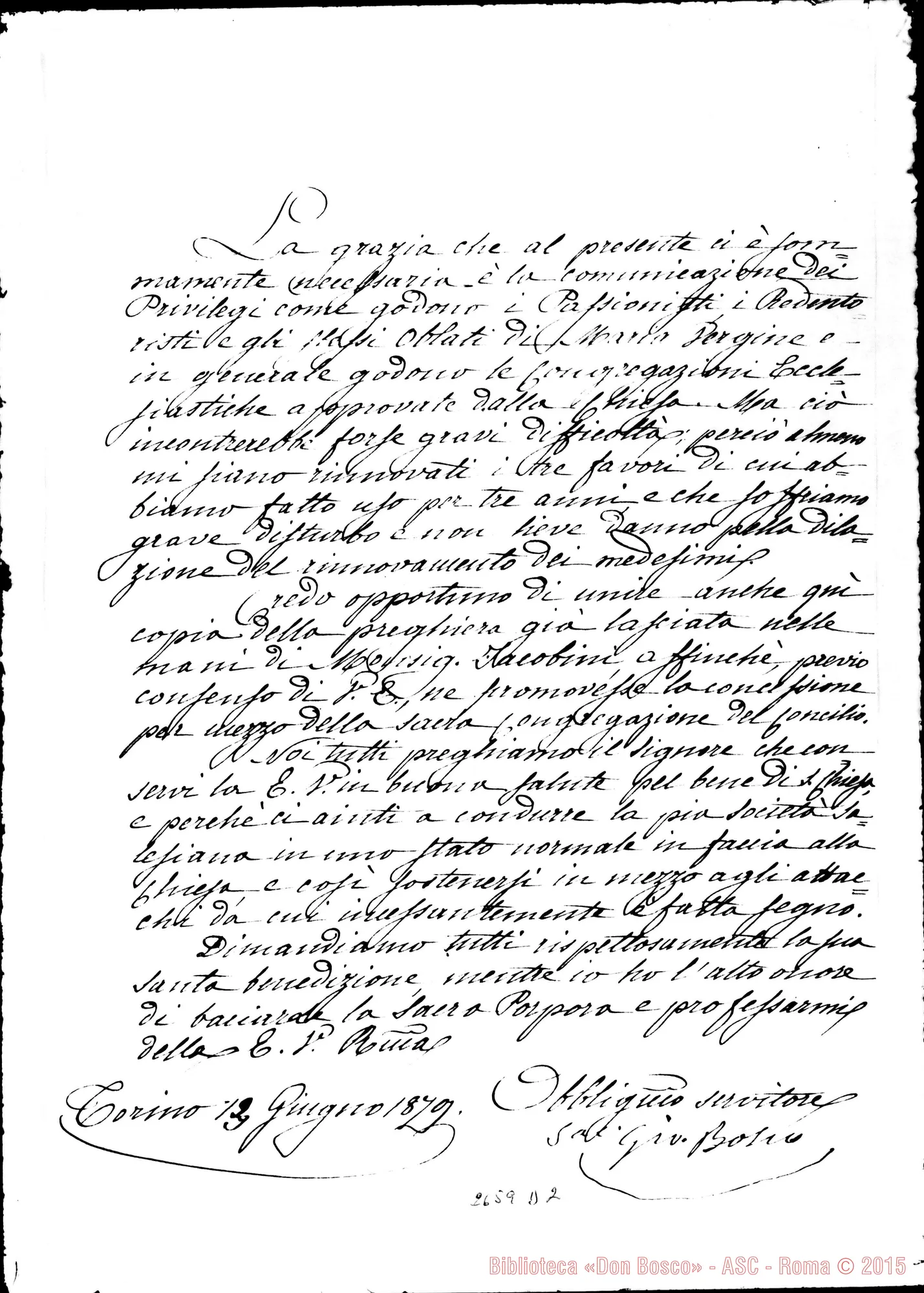 Fotogramma D 2 — D. Bosco - Card. Nina Lorenzo. Torino, 13-06-1879.