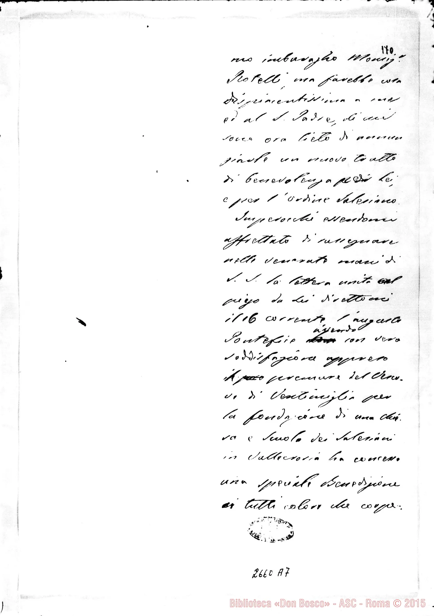 Fotogramma A 7 — Vaticano - D. Bosco, il 24-09-1879, per ritorno di D. Guidazio