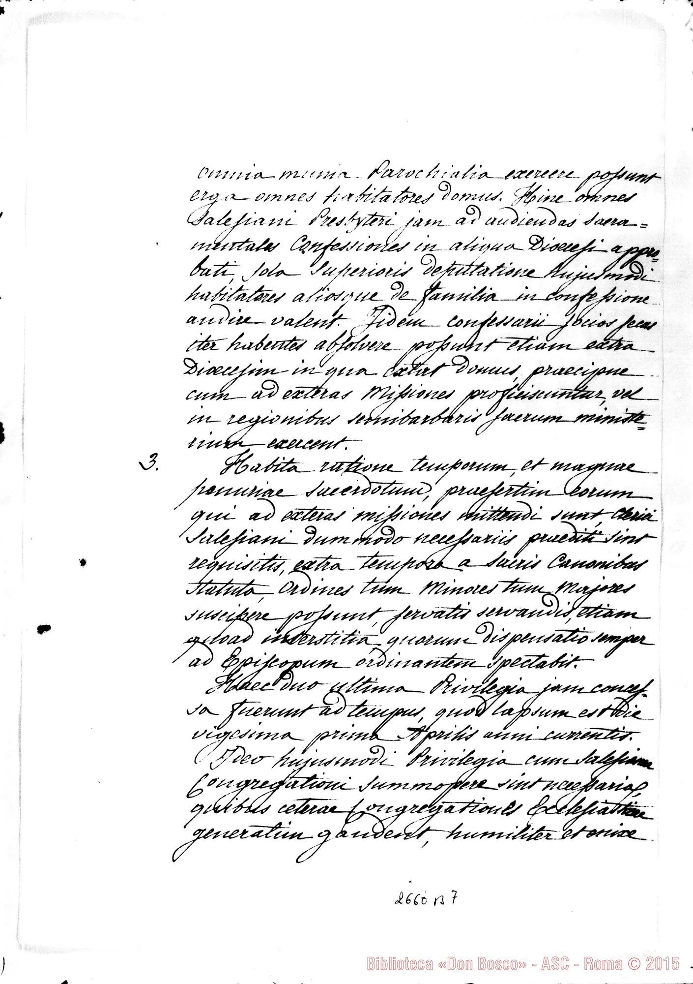 Fotogramma B 7 — Privilegi: D. Bosco - Beatissimo Padre. Torino, 16-10-1879