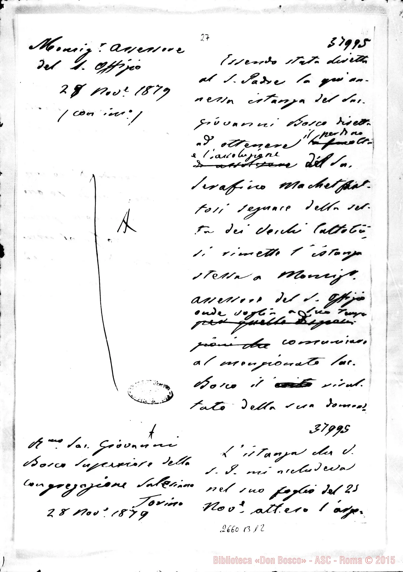 Fotogramma B 12 — Risposta di Mons. Assessore del S. Ufficio. 28-11-1879