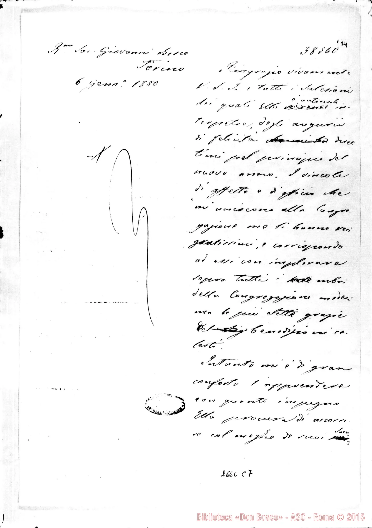 Fotogramma C 7 — Risposta del Card. Nina A D. Bosco. 6-01-1880