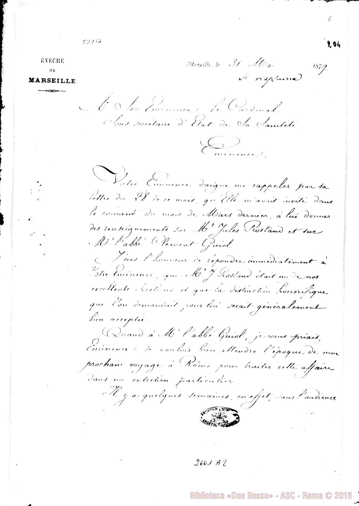 Fotogramma A 2 — Vesc. di Marsiglia - Em. Nina, il 31-05-1879