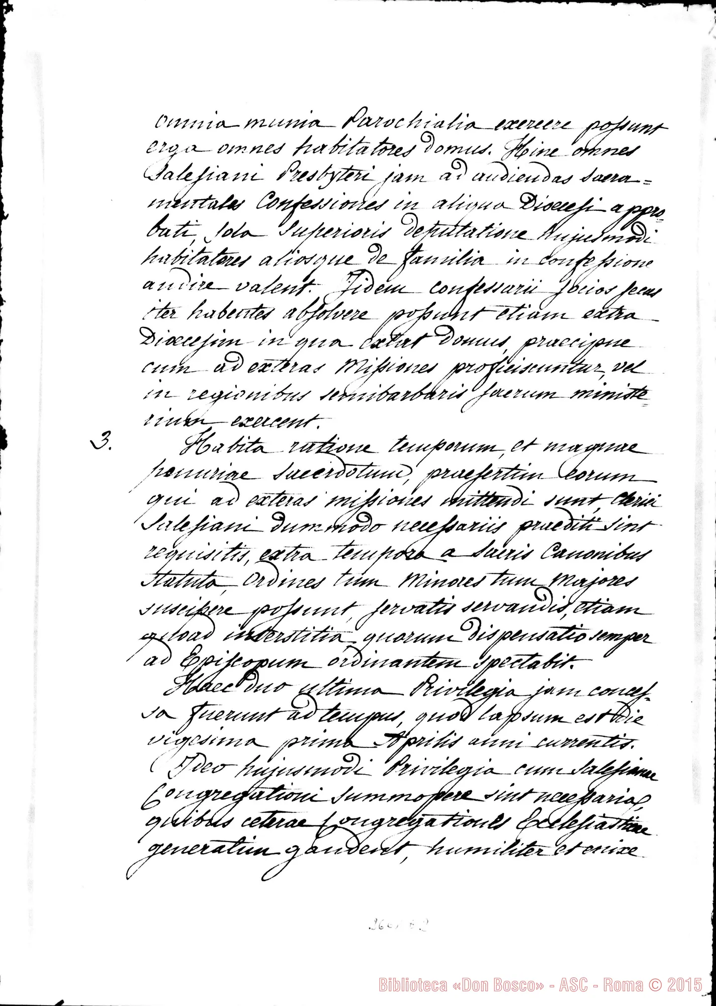 Fotogramma E 2 — D. Bosco - Beatissimo Padre, il 16-10-1879, per comunicazione dei Privilegi. Due stesure