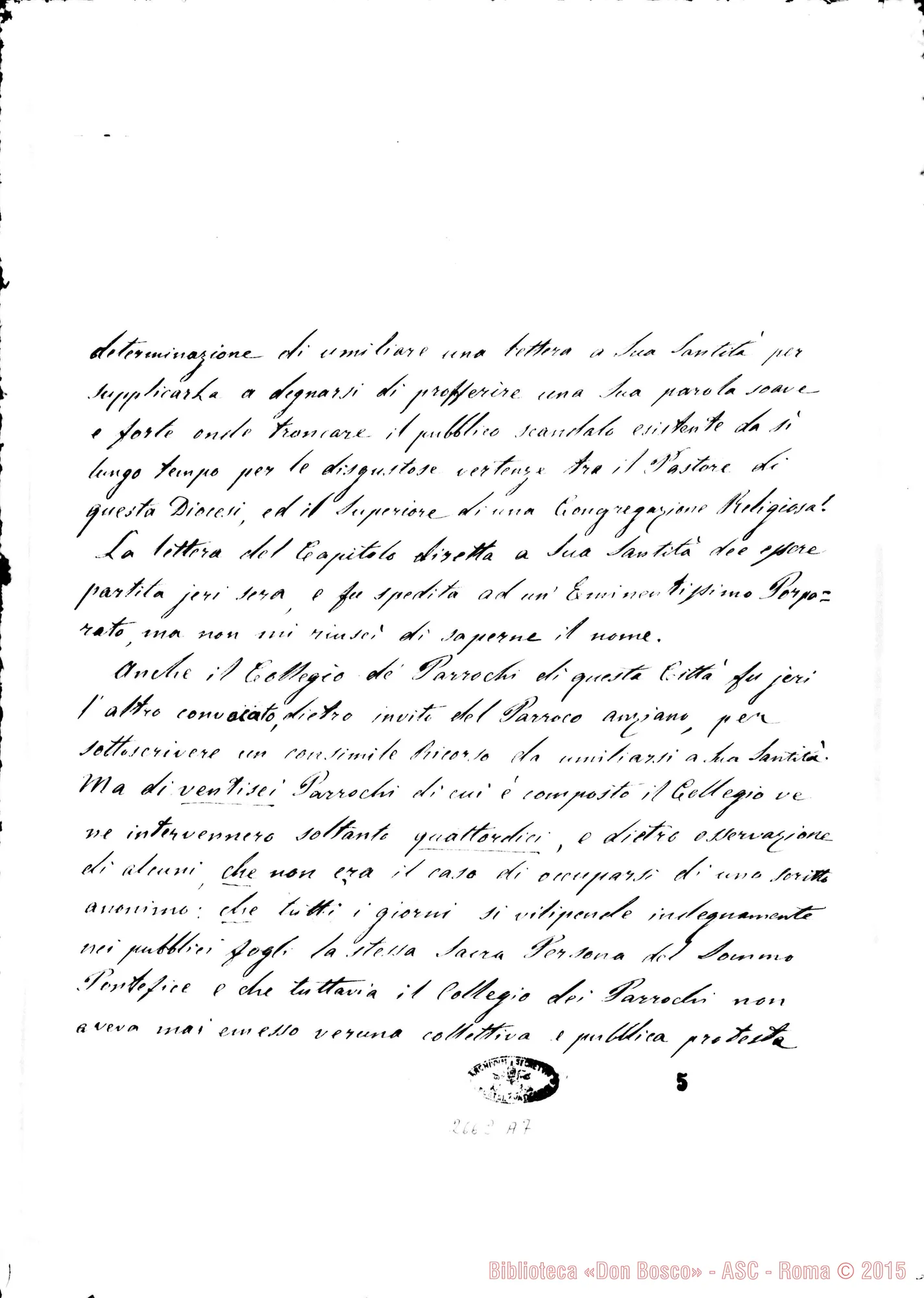 Fotogramma A 7 — Tortone Mons. Gaetano - Card. Simeoni. Torino, 23-12-1877. Scritto contro Gastaldi