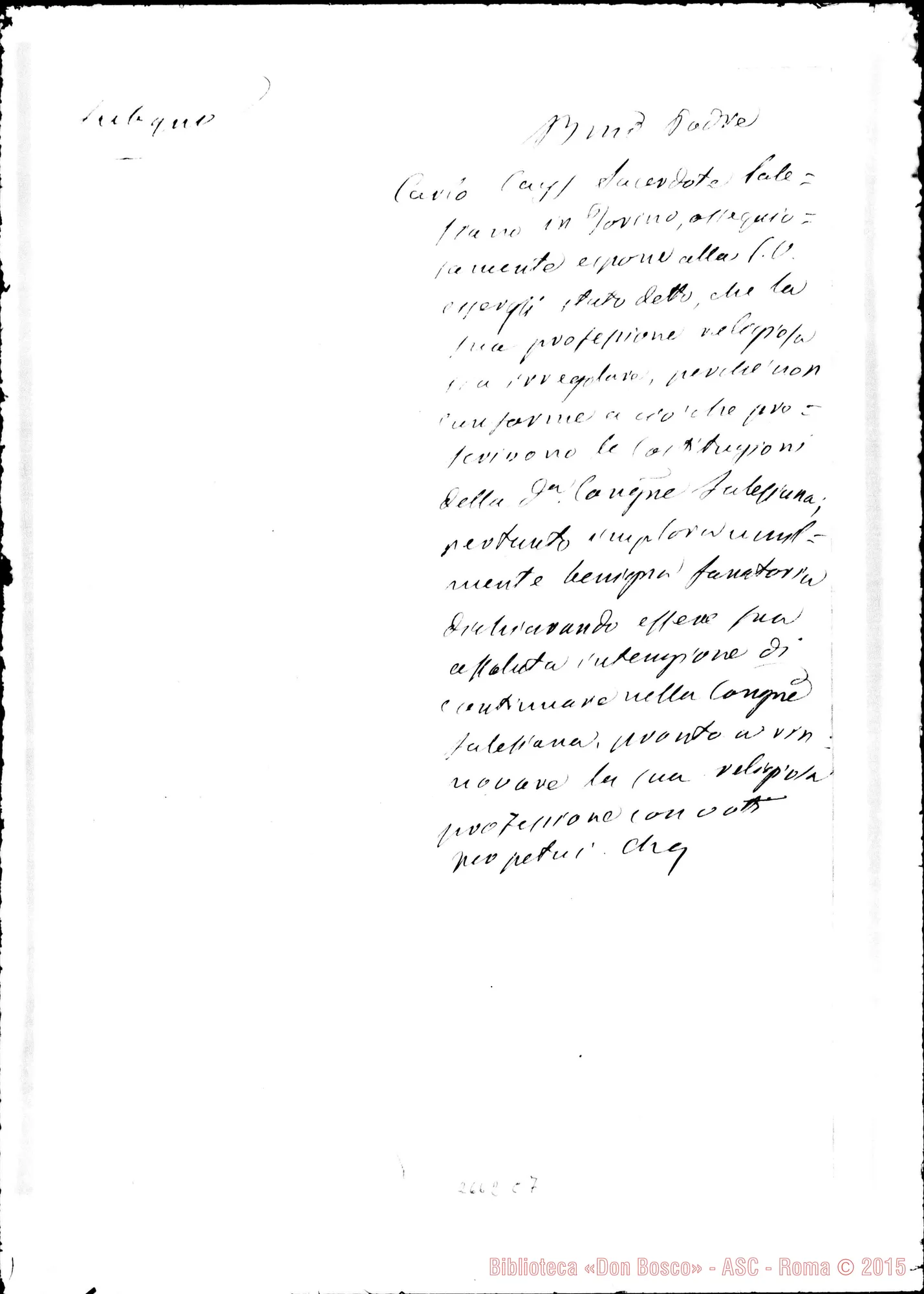 Fotogramma C 7 — Risposta del Card. Ferrieri al Conte Cays Carlo