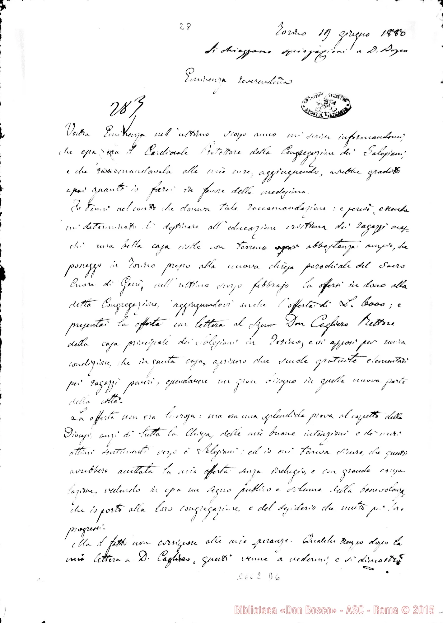 Fotogramma D 6 — Gastaldi, arciv. - Card. Nina. Torino, 19-06-1880