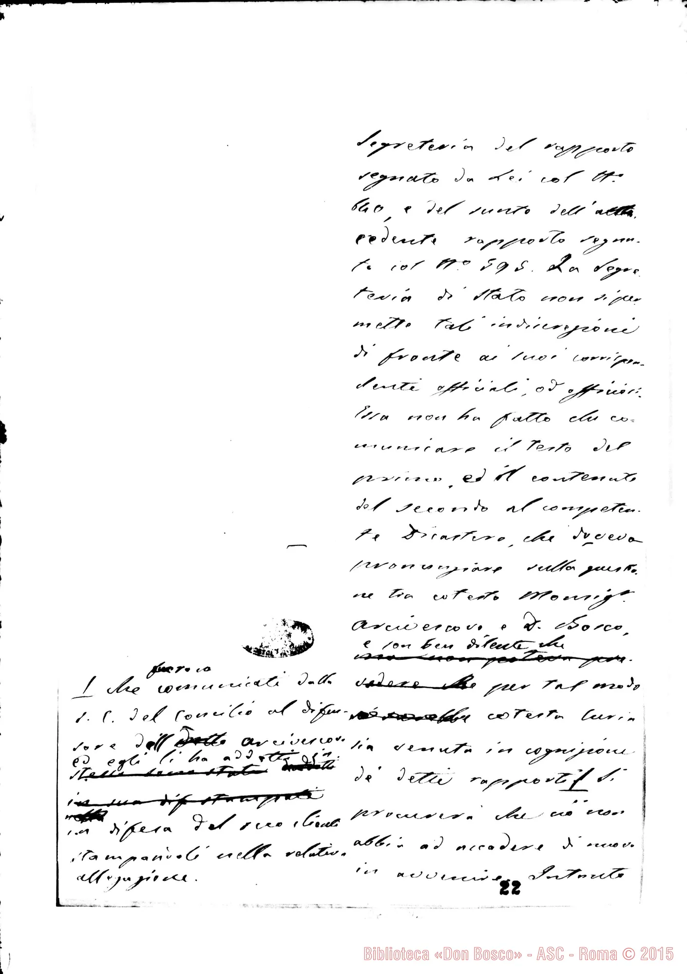 Fotogramma A 2 — Acci, risposta di Campa A Mons. Tortone. 27-12-1881