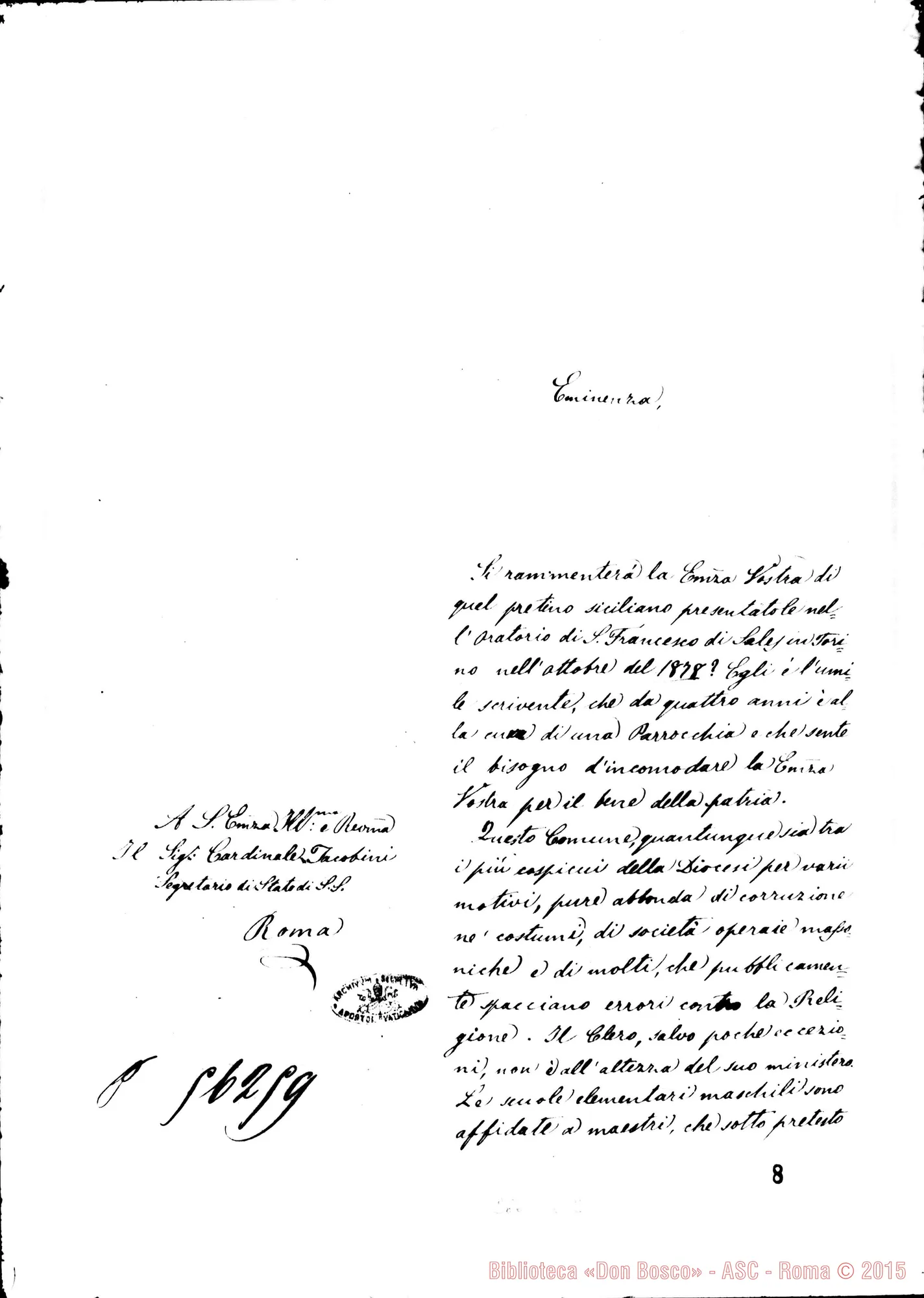 Fotogramma C 2 — Contessa Filippo Giulio, prevosto - Card. Jacobini. Senza data. Per opera salesiana