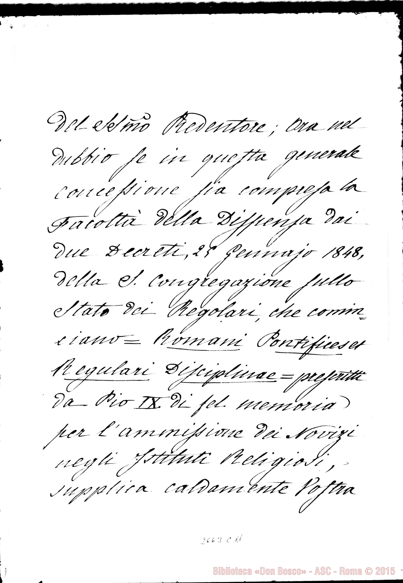 Fotogramma C 11 — D. Bosco - Beatissimo Padre, il 5-11-1886. Sui privilegi