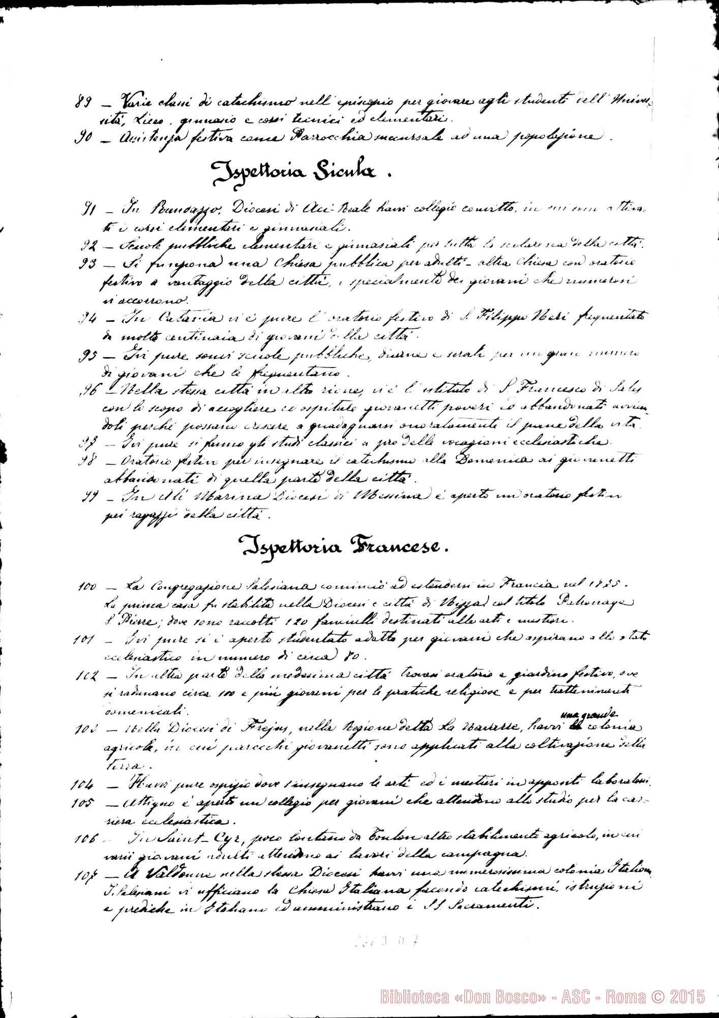 Fotogramma D 7 — Esposizione alla S.Sede dello stato della Pia Società Salesiana. Firma Rua, 1892