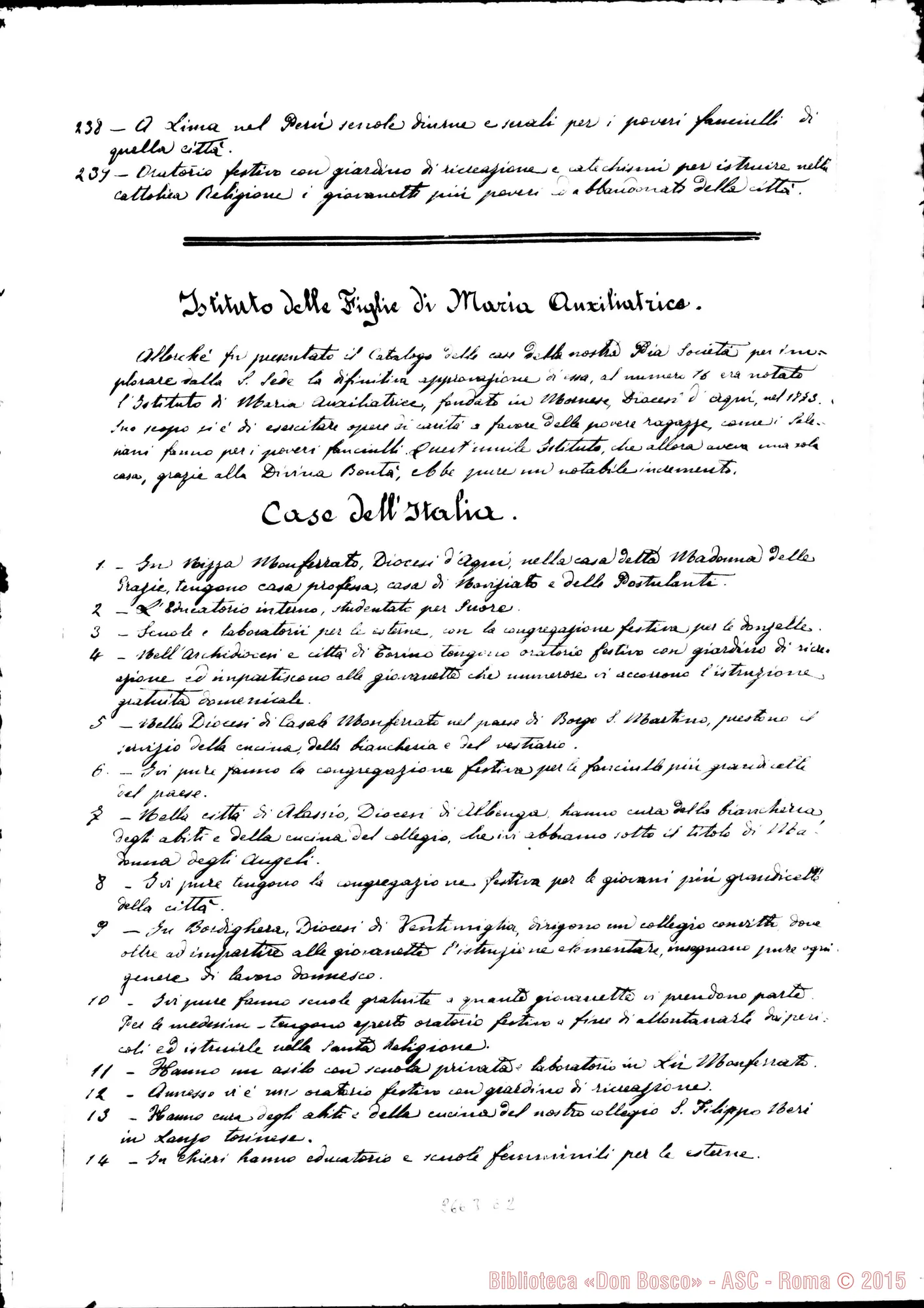 Fotogramma E 2 — Esposizione alla S.Sede dello stato della Pia Società Salesiana. Firma Rua, 1892