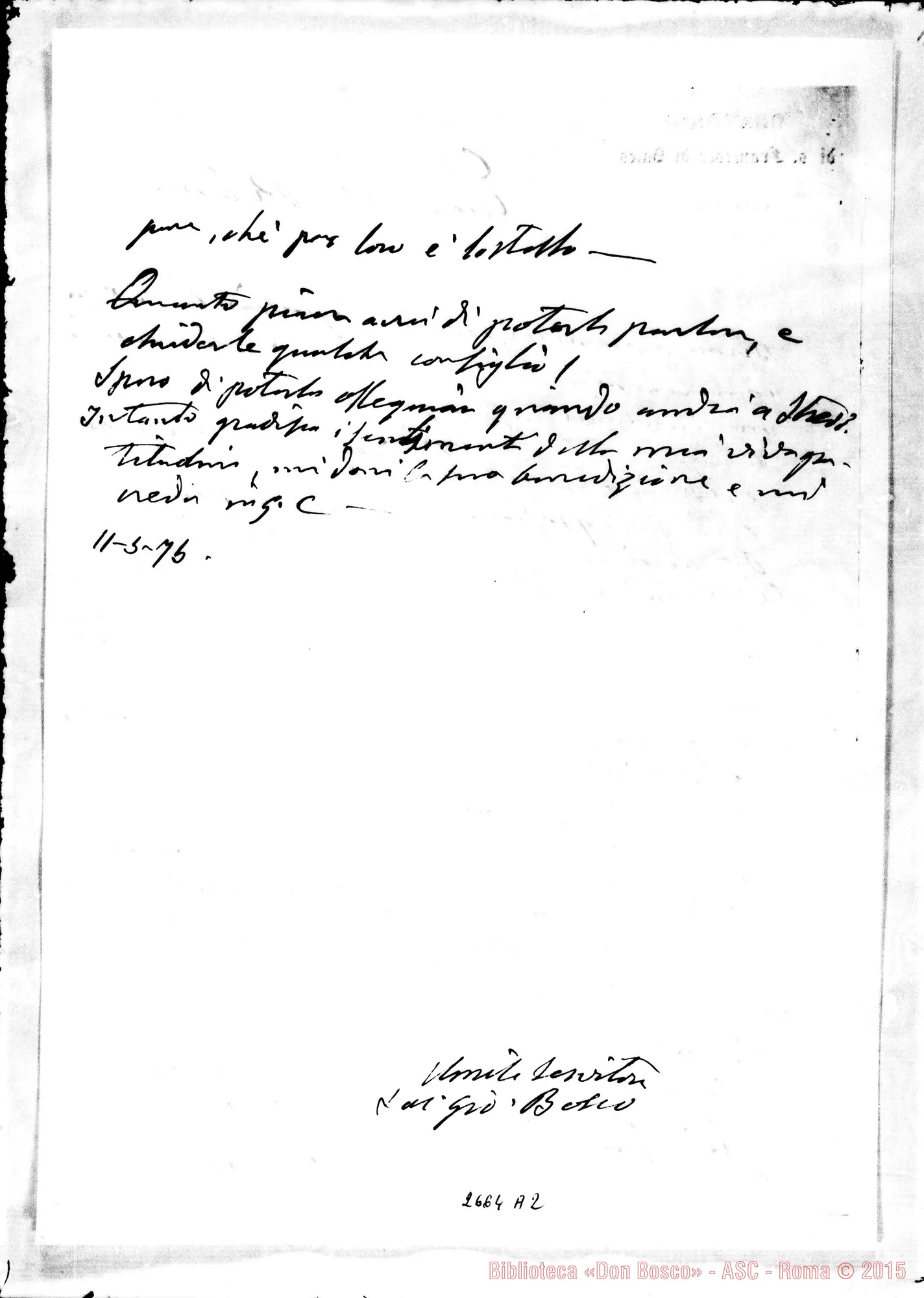 Fotogramma A 2 — D. Bosco - Sciandra Giuseppe Maria, Vesc. di Acqui. Torino, 11-05-1875