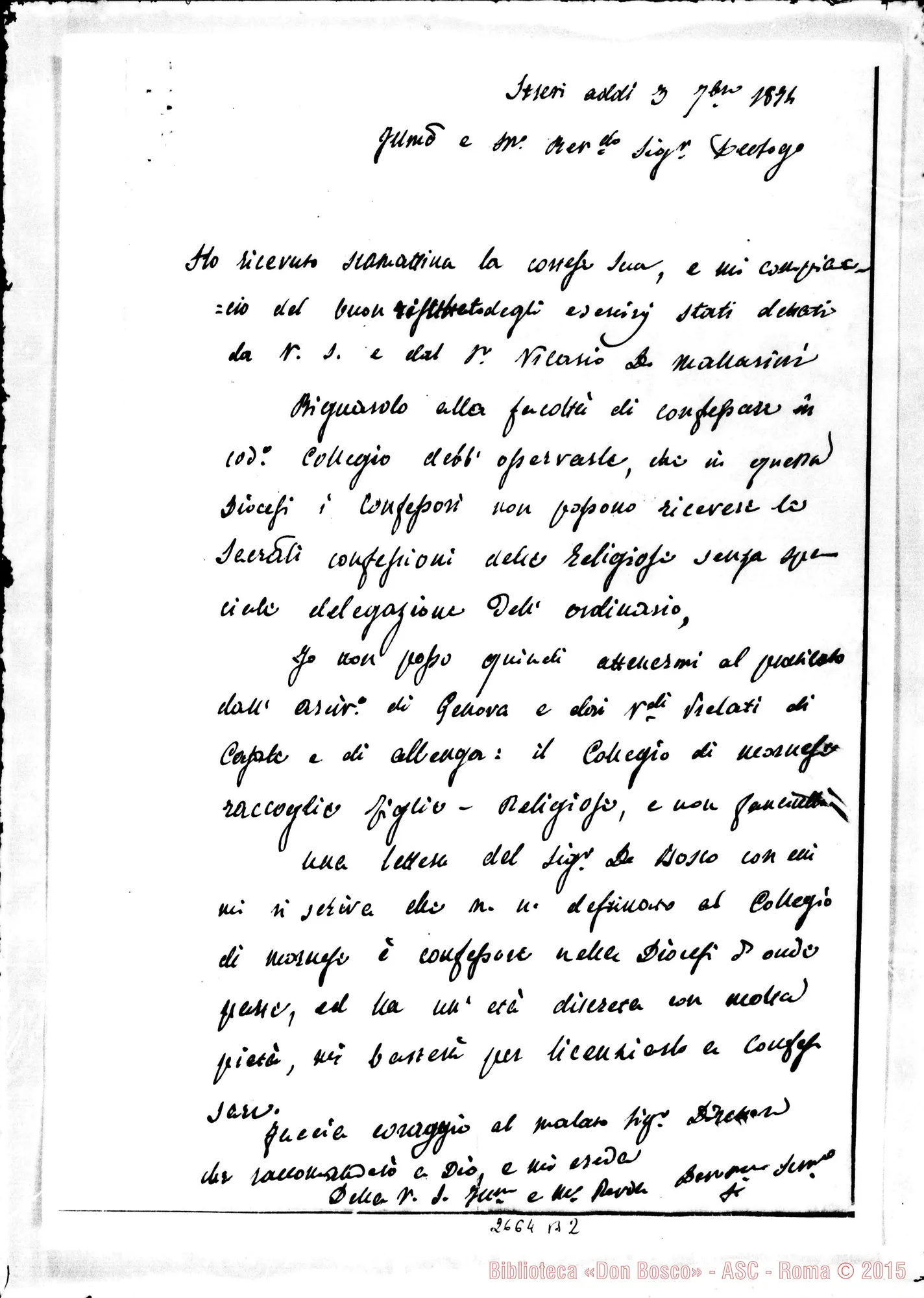 Fotogramma B 2 — Mons. Sciandra Giuseppe, vesc. - D. Cagliero Giovanni, il 3-09-1874