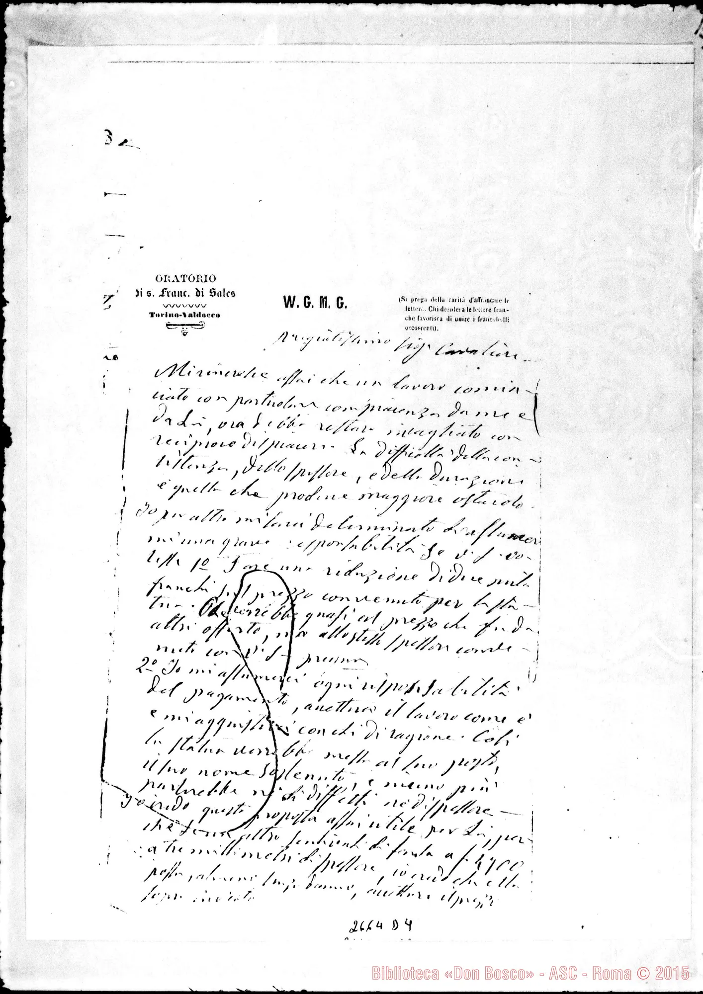 Fotogramma D 4 — D. Bosco - Boggio Ignazio. Torino, 26-12-1866 E risposta acclusa