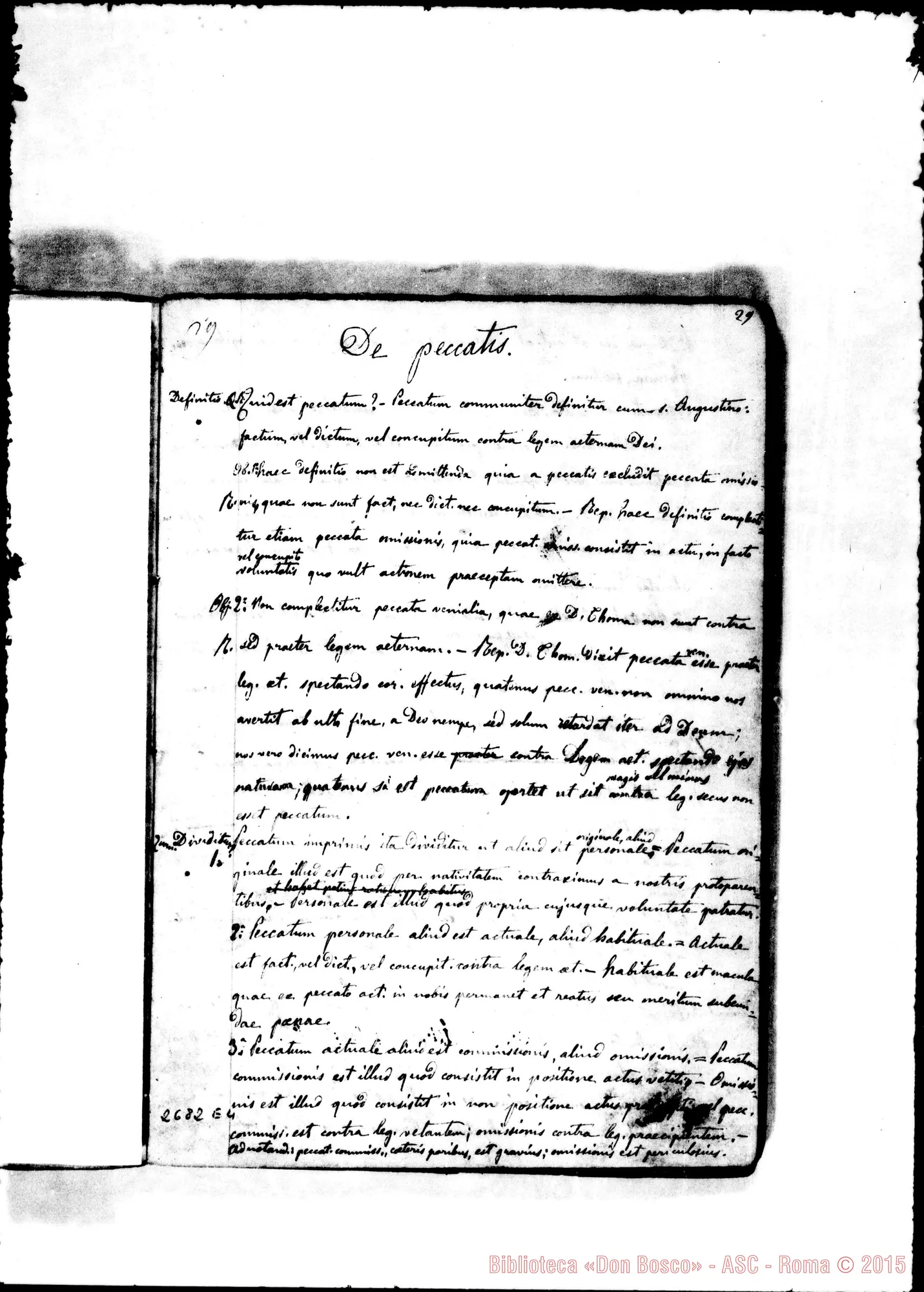 Fotogramma E 4 — Theologia Moralis: Volumen primum. Prof.Can.Zappata. 1860-61