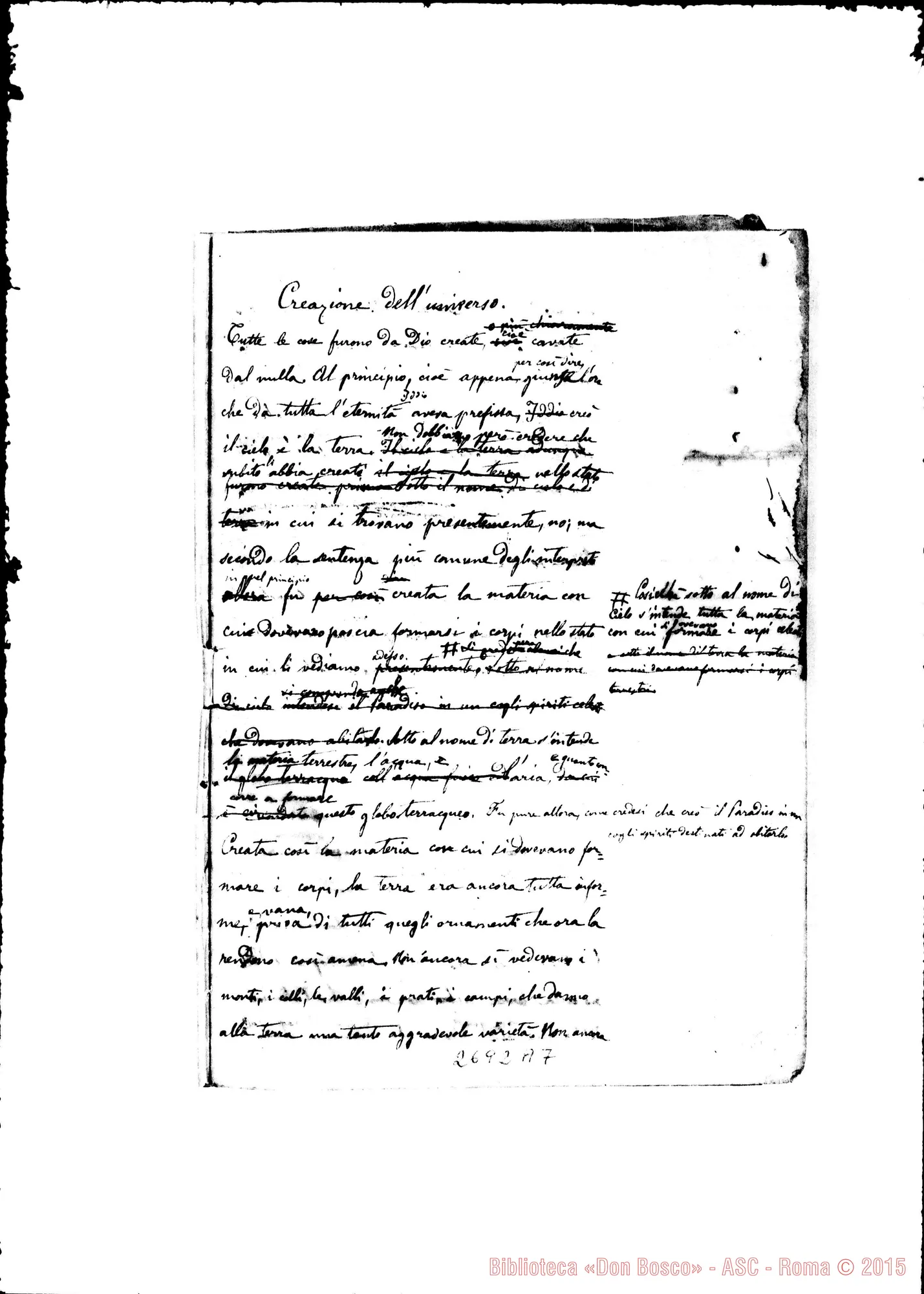 Fotogramma A 7 — Storia Sacra di Rua Michele. Quaderno 1. 1859