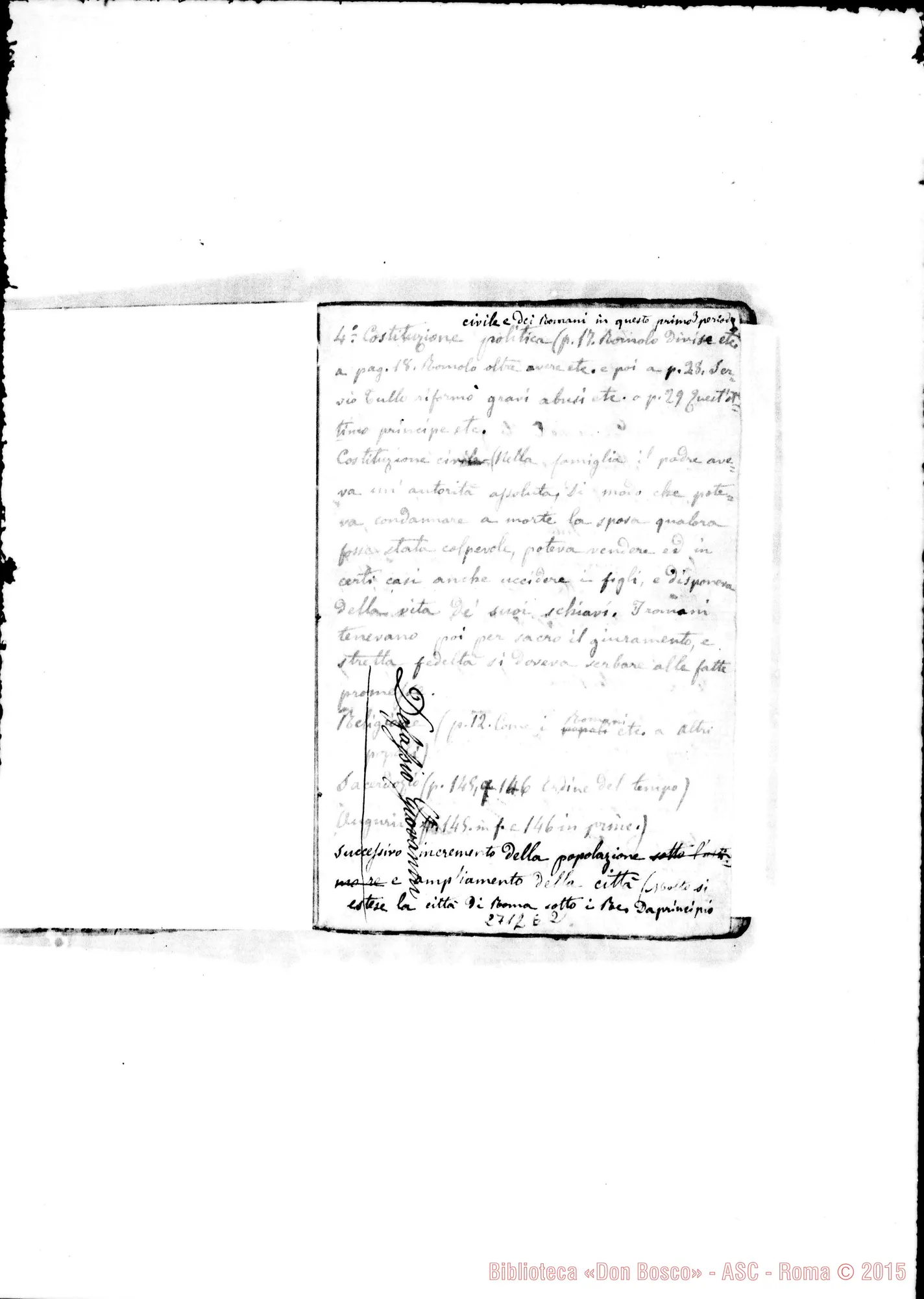Fotogramma E 2 — Storia Sacra per la Rettorica. Appunti. 1859-60