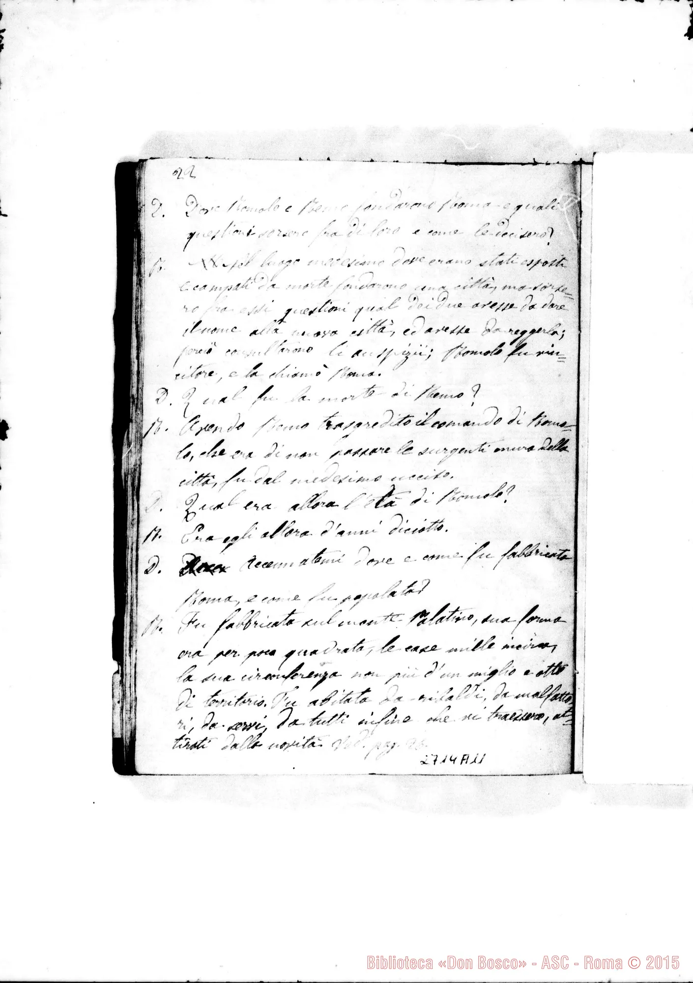 Fotogramma A 11 — Quaderno della Storia Romana. 1852