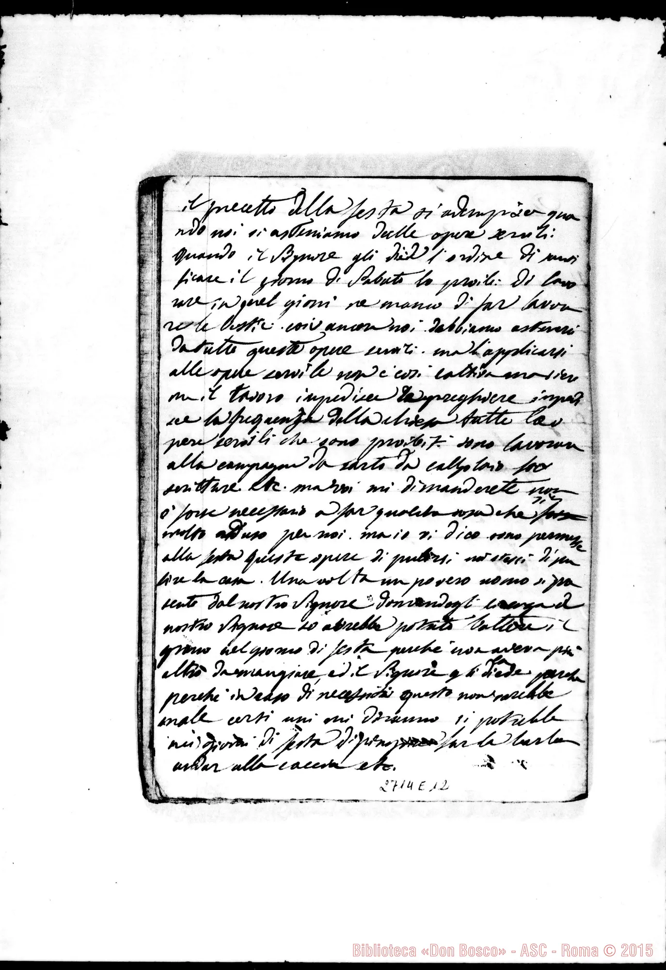 Fotogramma E 12 — Quaderno con: Appunti su una predica. Firma: Rocchietti Giuseppe