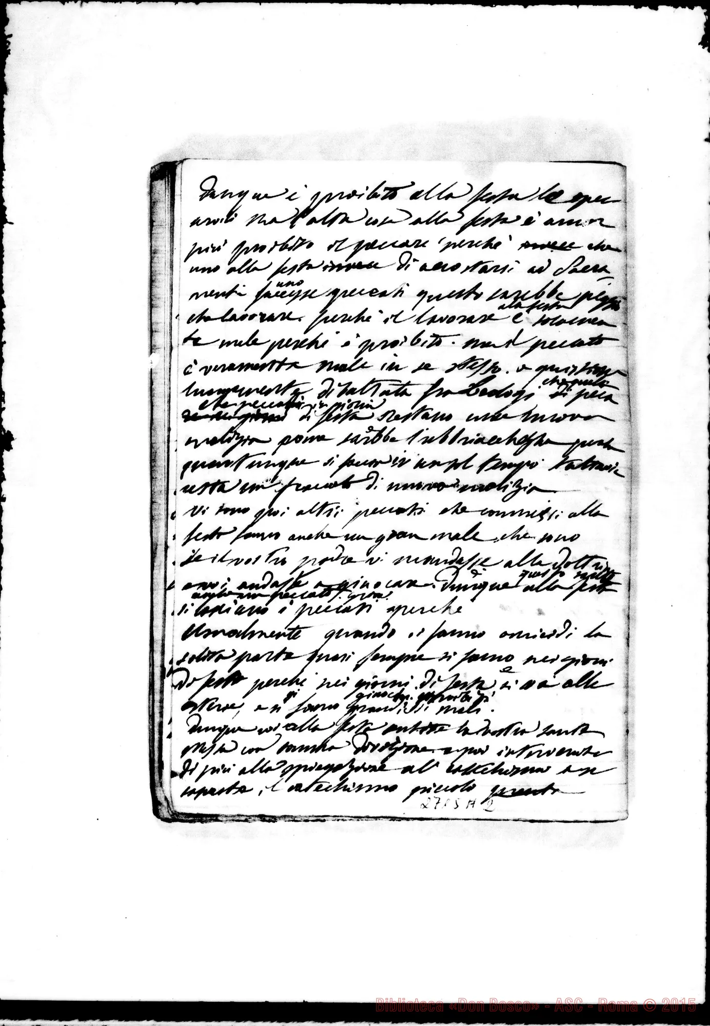 Fotogramma A 2 — Quaderno con: Appunti su una predica. Firma: Rocchietti Giuseppe