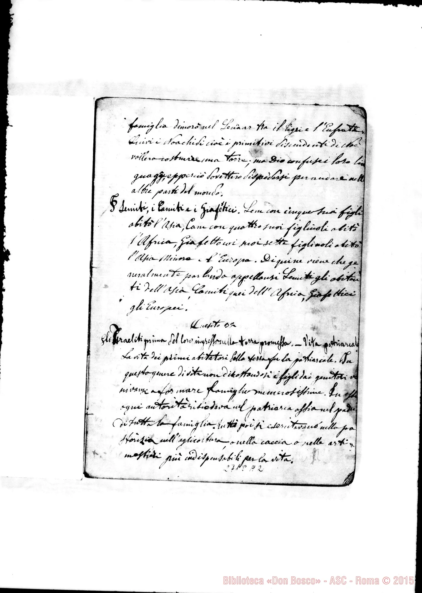 Fotogramma A 2 — Quaderno di Pellegrini G.: Storia Antica dettata da D. Rua aH’Oratorio: 1862